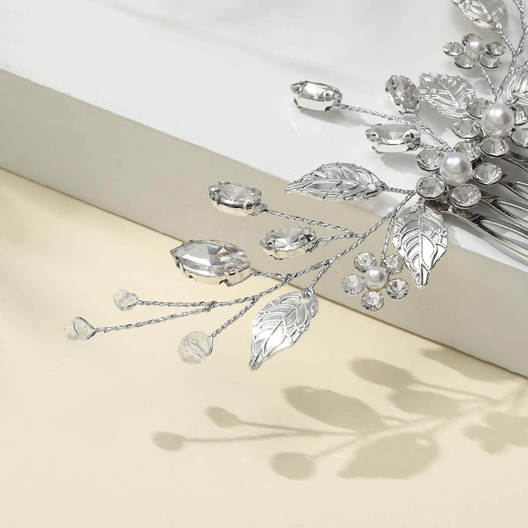 Silver Crystal Wedding Hair Comb - Bridal Hair Accessories for Women & Girls - Perfect for Weddings & Parties