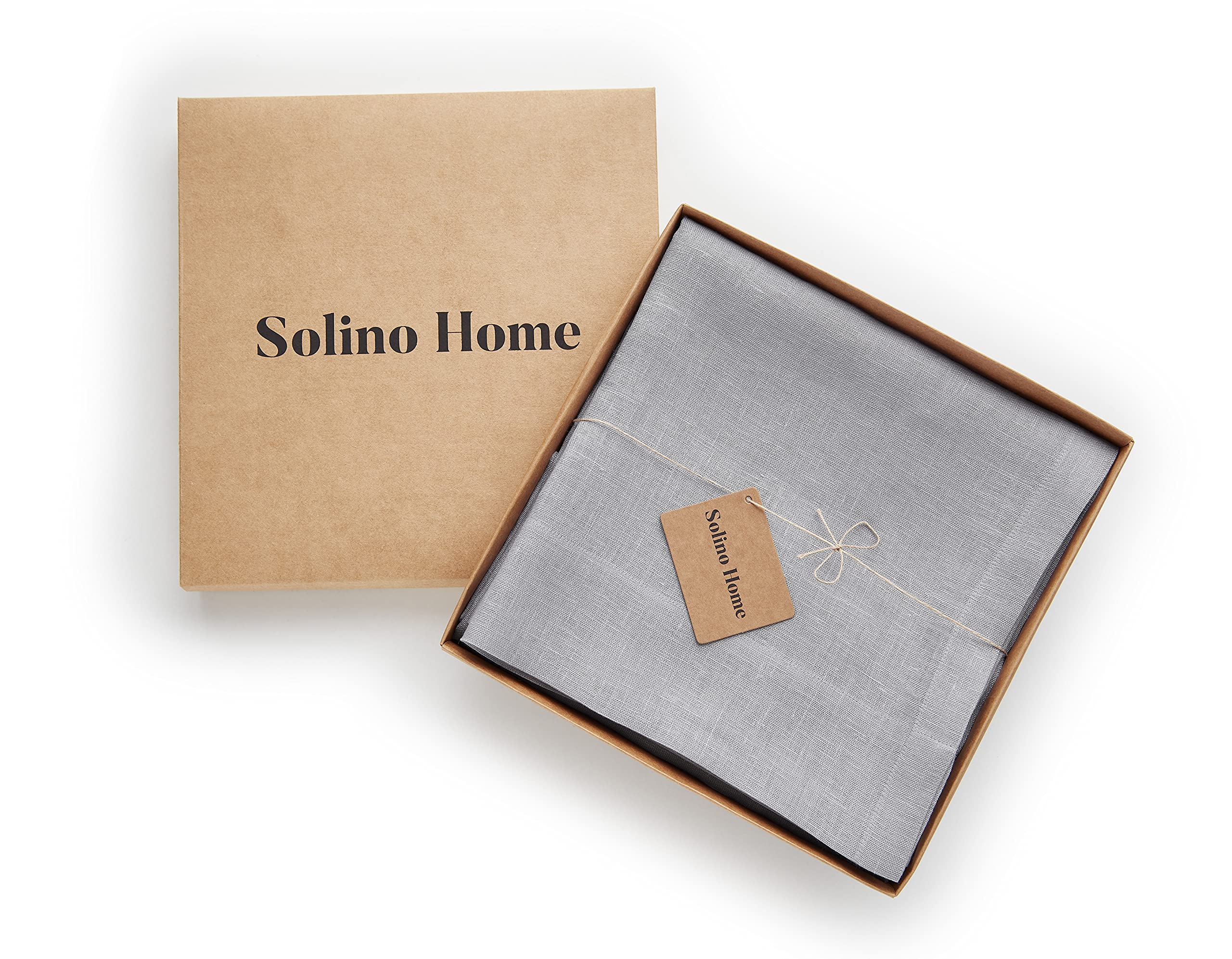 Solino Home 100% Pure Flax Linen Sheer Curtains 52x120 Inches - Light Grey Light Filtering Window Drapes with Rod Pocket | European Style Linen Window Treatment for Living Room & Bedroom | Perfect for Soft Natural Lighting and Privacy