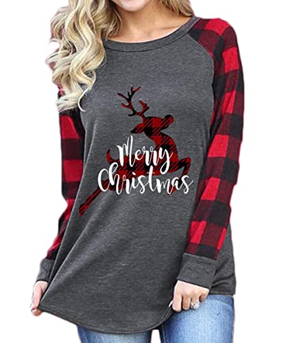 Women's Christmas Movie Watching Long Sleeve Raglan T-Shirt - Snowman & Plaid Design Cozy Holiday Top for Family Gatherings & Winter Nights