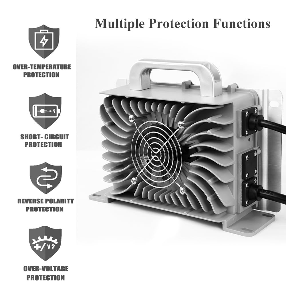 48V 58.4V 15A Waterproof Lifepo4 Golf Cart Battery Charger with Multiple Protection - Fast Charging Lithium Battery Charger for 48V Golf Carts - Perfect for Golf Courses, Resorts & RV Power Supply