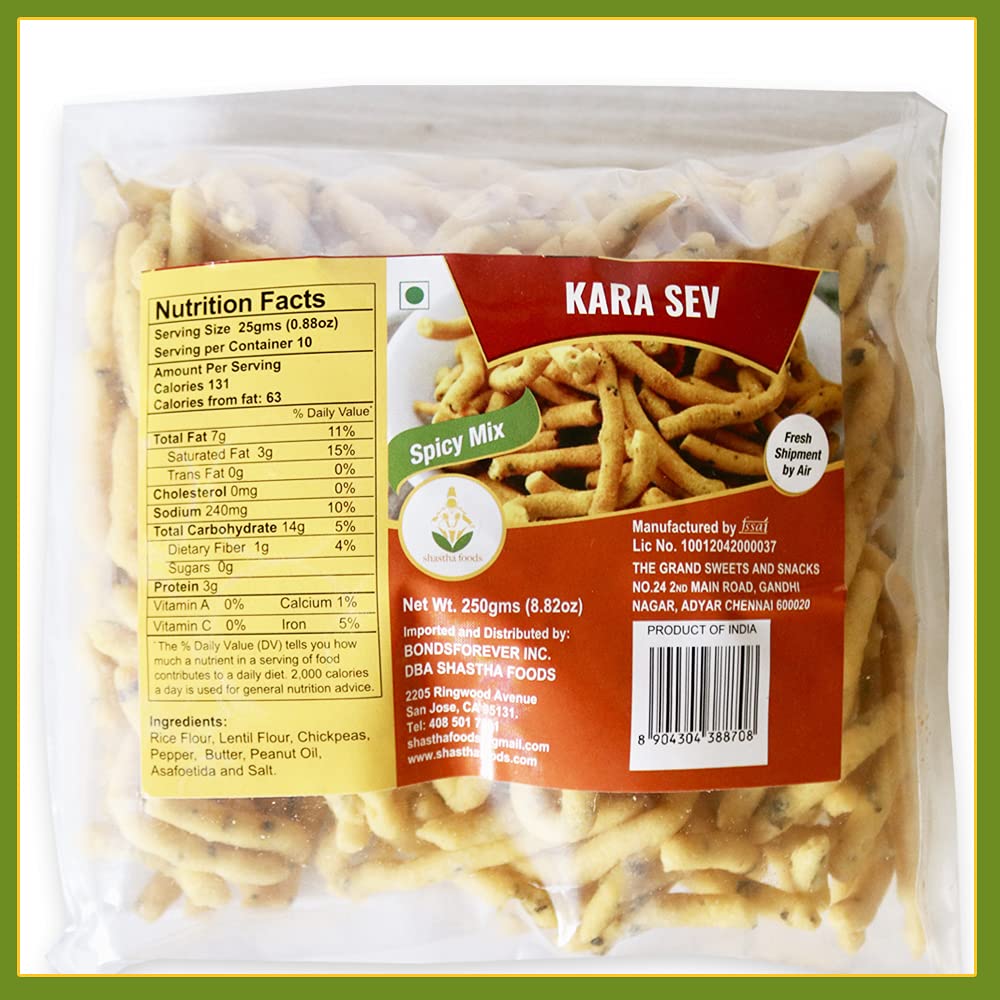 Grand Sweets and Snacks (GSS) Kara Sevai - 2 Pack (250g Each) | Traditional Indian Snack for Tea Time, Parties & Festive Celebrations