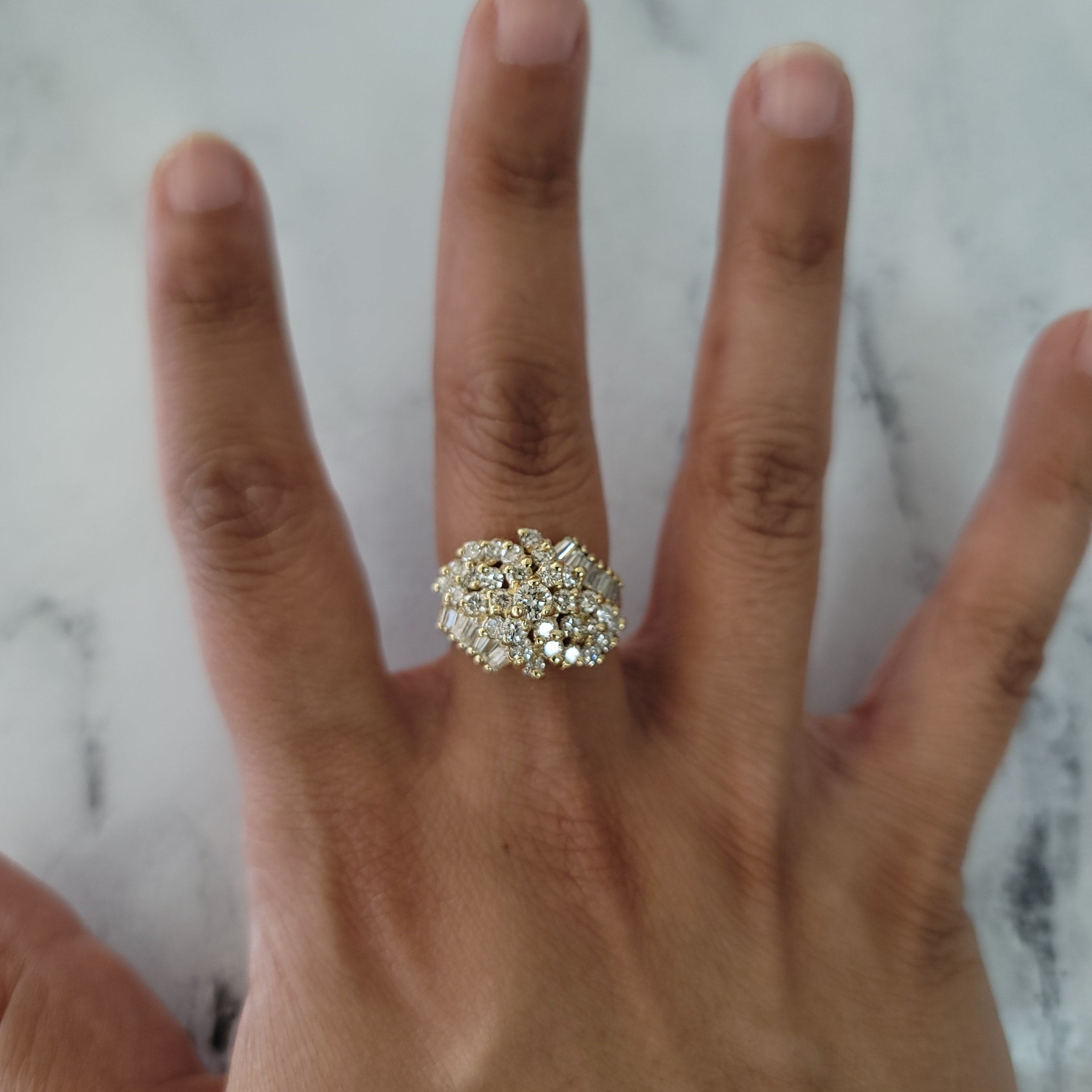 2.50 Carat Large Diamond Cluster Engagement Ring for Women - Elegant Wedding & Proposal Jewelry Gift for Her