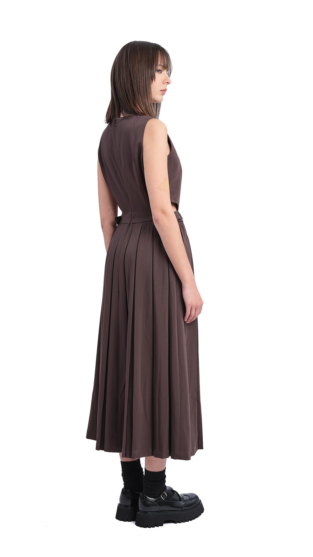 Elegant Pleated Cut Out Dress for Women - Trendy Party & Evening Wear - Perfect for Date Night, Cocktail Events & Special Occasions