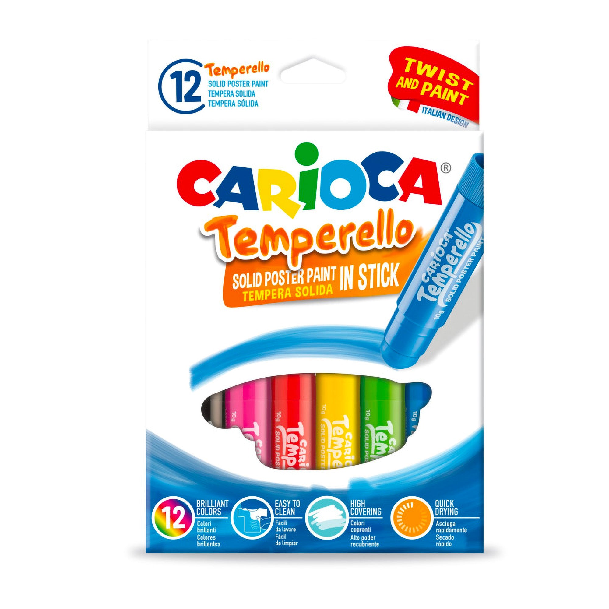 12 Pack Temperello Poster Paint Sticks - Non-Toxic Washable Art Supplies for Kids, Classroom & DIY Crafts - Vibrant Colors for Paper, Canvas & Cardboard Projects