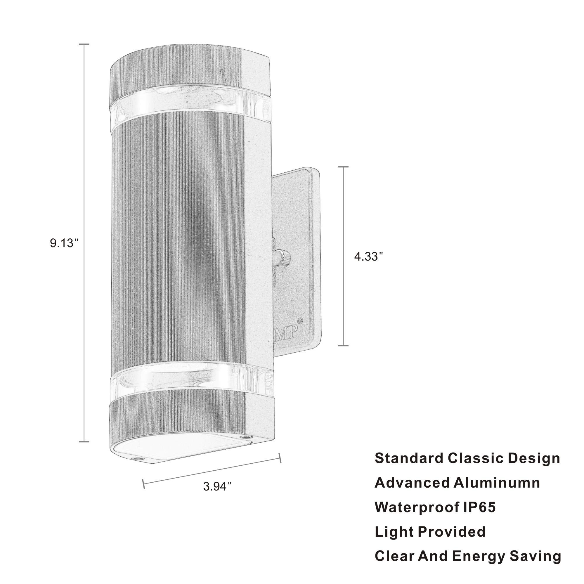2 Pack LED Semi Cylinder Up and Down Wall Lights - 3000K Warm White, 5W Waterproof Outdoor Lighting with ETL Certificate - Perfect for Patio, Garden, and Exterior Home Decoration