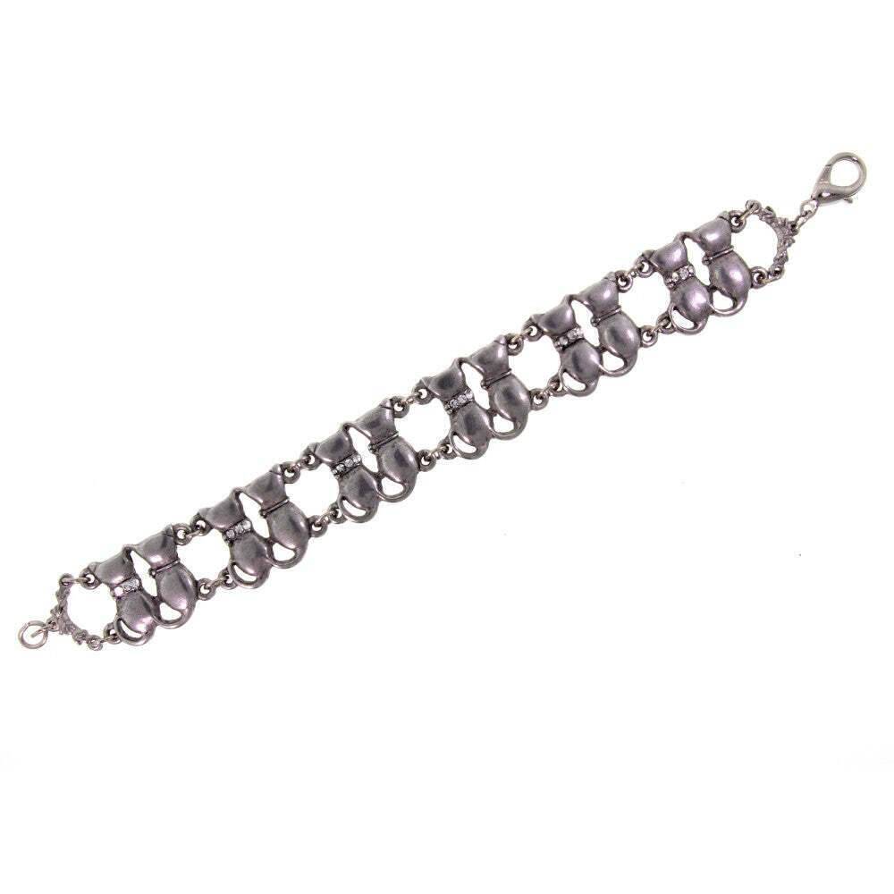 1928 Jewelry Crystal Multi Double Cat Chain Bracelet for Women - Vintage Style Adjustable Charm Bracelet for Party, Gift, and Everyday Wear