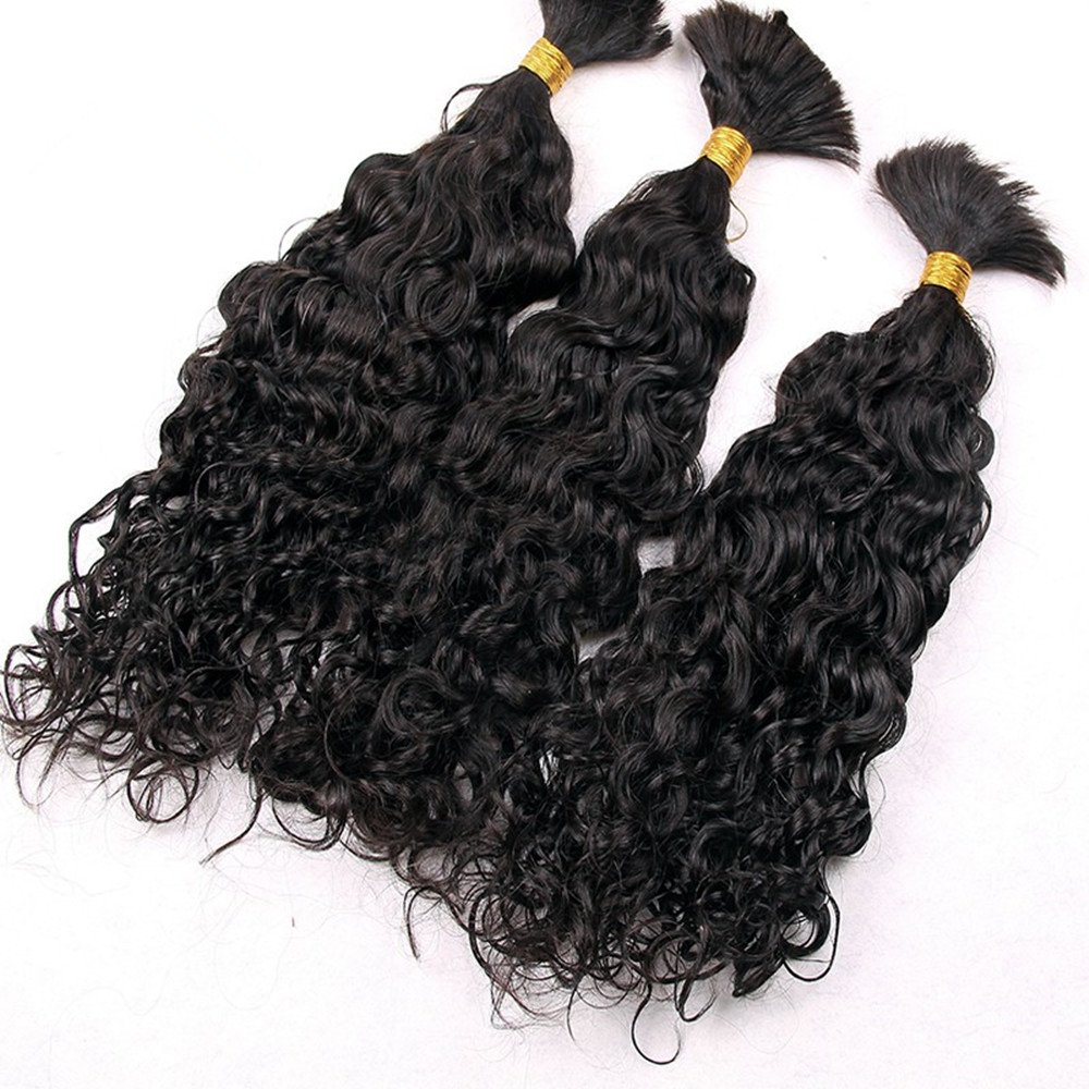 Virgin Peruvian Human Hair Extensions 100g Bundle - Natural Color Wavy/Curly 22 Inch Bulk Hair Weave for Women | Perfect for Daily Styling, Special Occasions & Salon Use