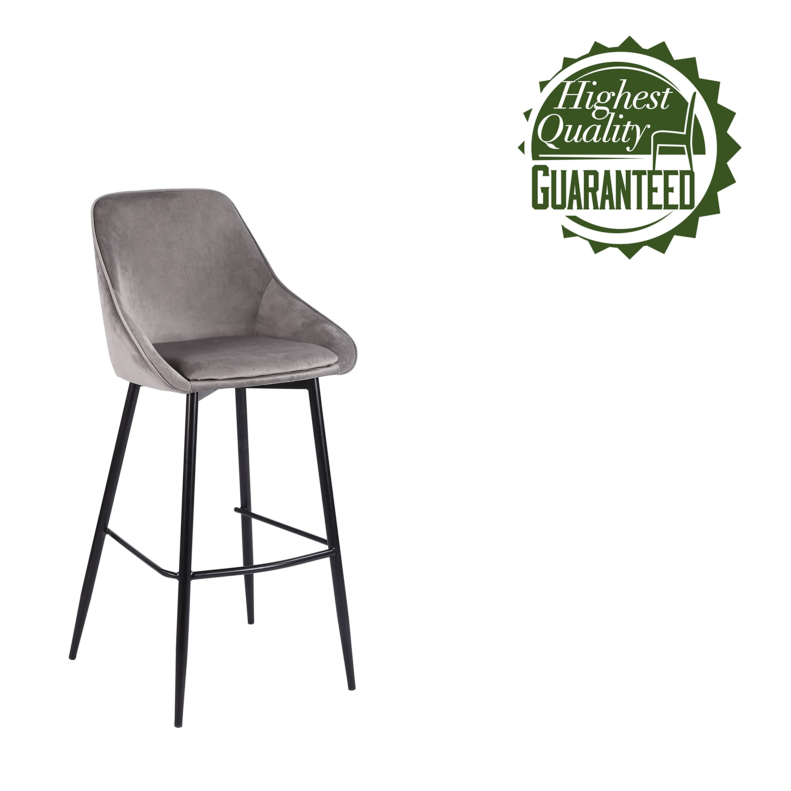 Porthos Home Ugo Bar Stools Set of 2 - Low Back Armrest Bar Chairs with Soft Velvet Upholstery & Sturdy Iron Legs - Comfortable Counter Height Stools with Footrest - Perfect for Kitchen Island, Breakfast Nook, and Home Bar Decor