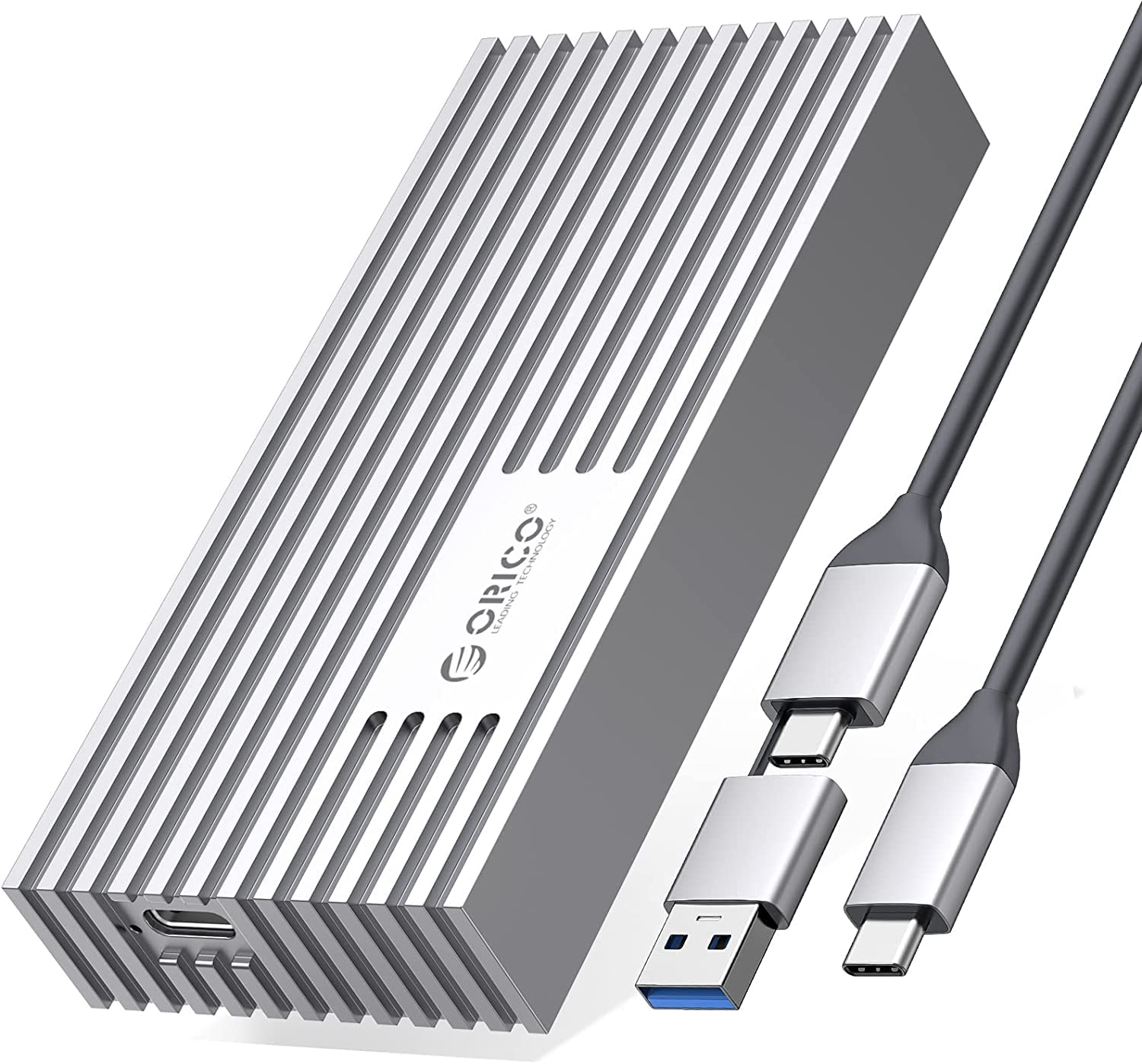 ORICO 40Gbps Aluminum M.2 NVMe SSD Enclosure - USB-C Thunderbolt 3/4 Adapter for 2280 NVMe M-Key SSDs up to 4TB, Compatible with USB 3.2/3.1/3.0/Type-C (M234C3-U4 Silver) - Perfect for External Storage, Gaming, Video Editing & Data Backup
