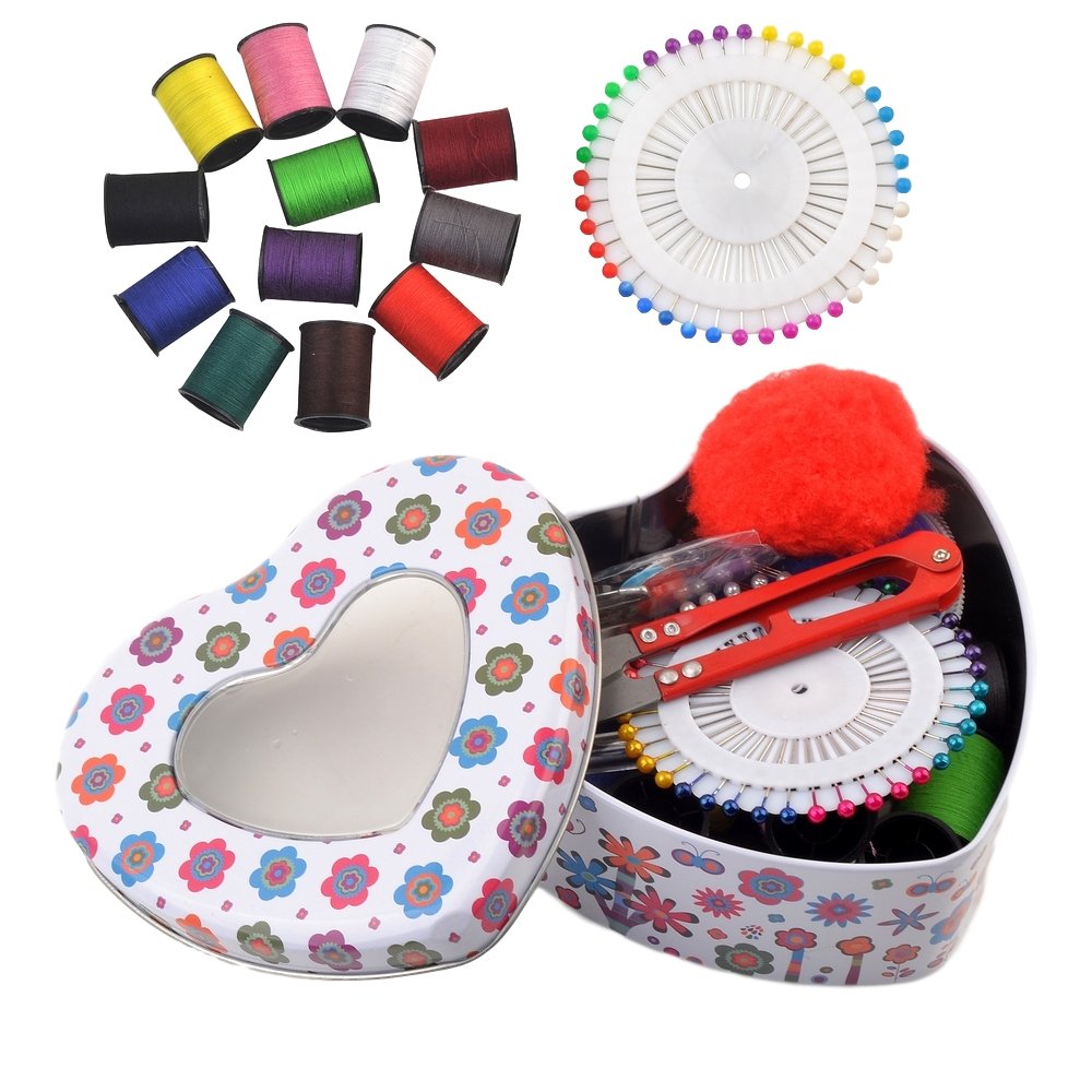 eZthings® Professional Sewing Kit with Heart-Shaped Supplies - Complete Arts & Crafts Set for DIY Projects, Quilting, and Home Decor
