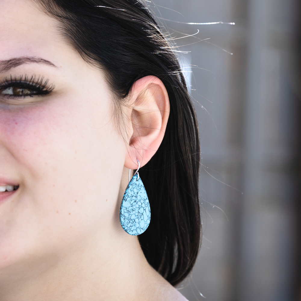Handmade Upcycled Light Blue Turquoise Earrings for Women - Boho Chic Dangle Jewelry - Perfect for Casual Wear, Parties & Gifts