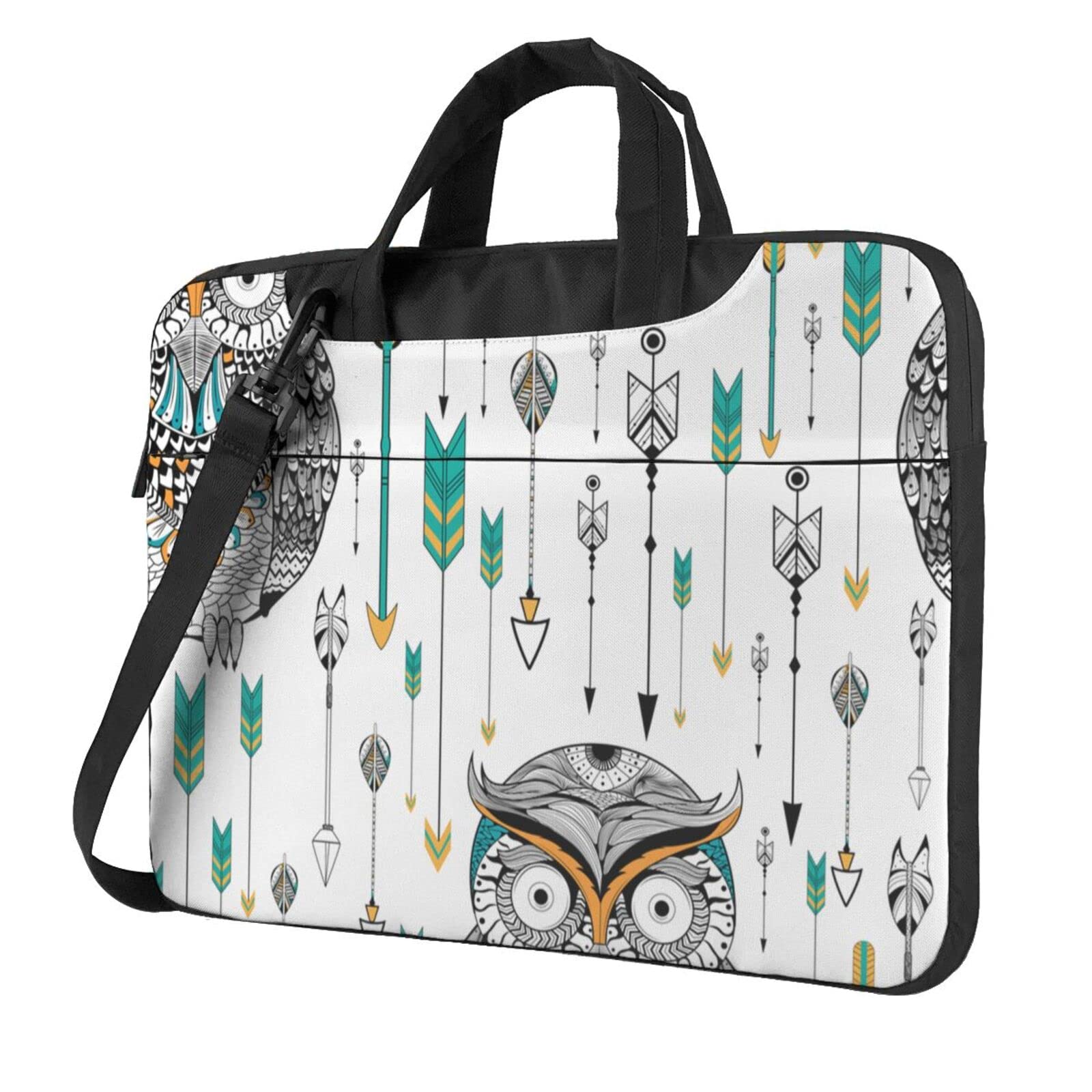 Boho Tribal Owl Laptop Shoulder Bag - Stylish 13-15 Inch Laptop Case with Adjustable Strap for Women & Men | Perfect for Work, Travel & School Accessories