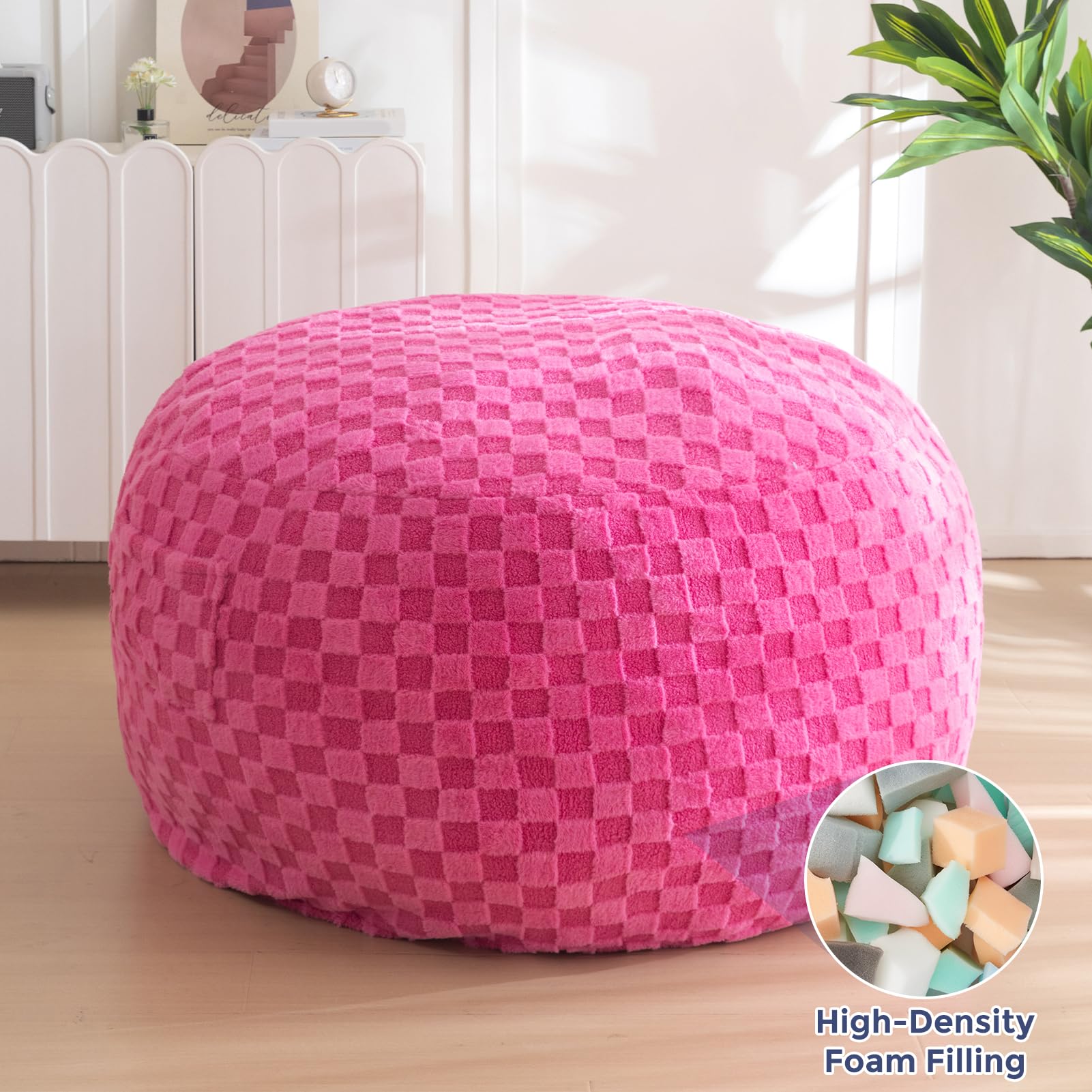 MAXYOYO Ultra Soft Fur Bean Bag Chair for Adults - Cozy Lazy Sofa for Living Room, Bedroom, Dorm (Pink) | Perfect for Relaxing, Reading & Gaming