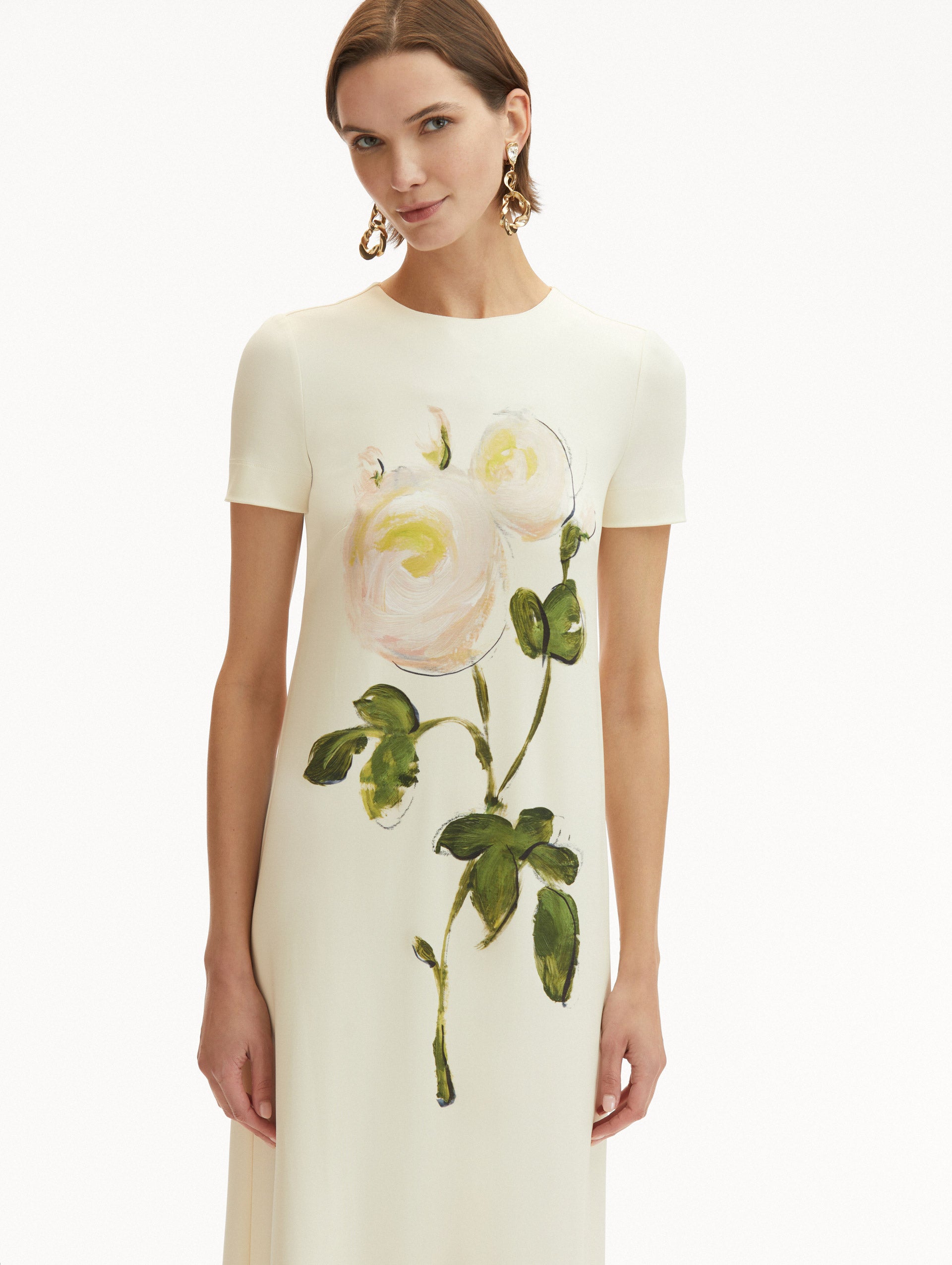 Elegant Painted Roses Jersey Maxi Dress for Women - Floral Print Summer Beach Dress, Boho Chic Party Wear & Casual Outfit for Vacations, Weddings, and Date Nights
