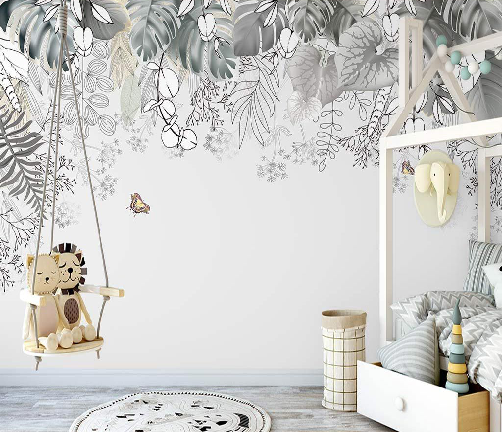 Blossom Greens Wallpaper Murals - Premium Peel & Stick Wall Decor for Living Room, Bedroom & Nursery | Easy DIY Home Renovation with Nature-Inspired Botanical Designs