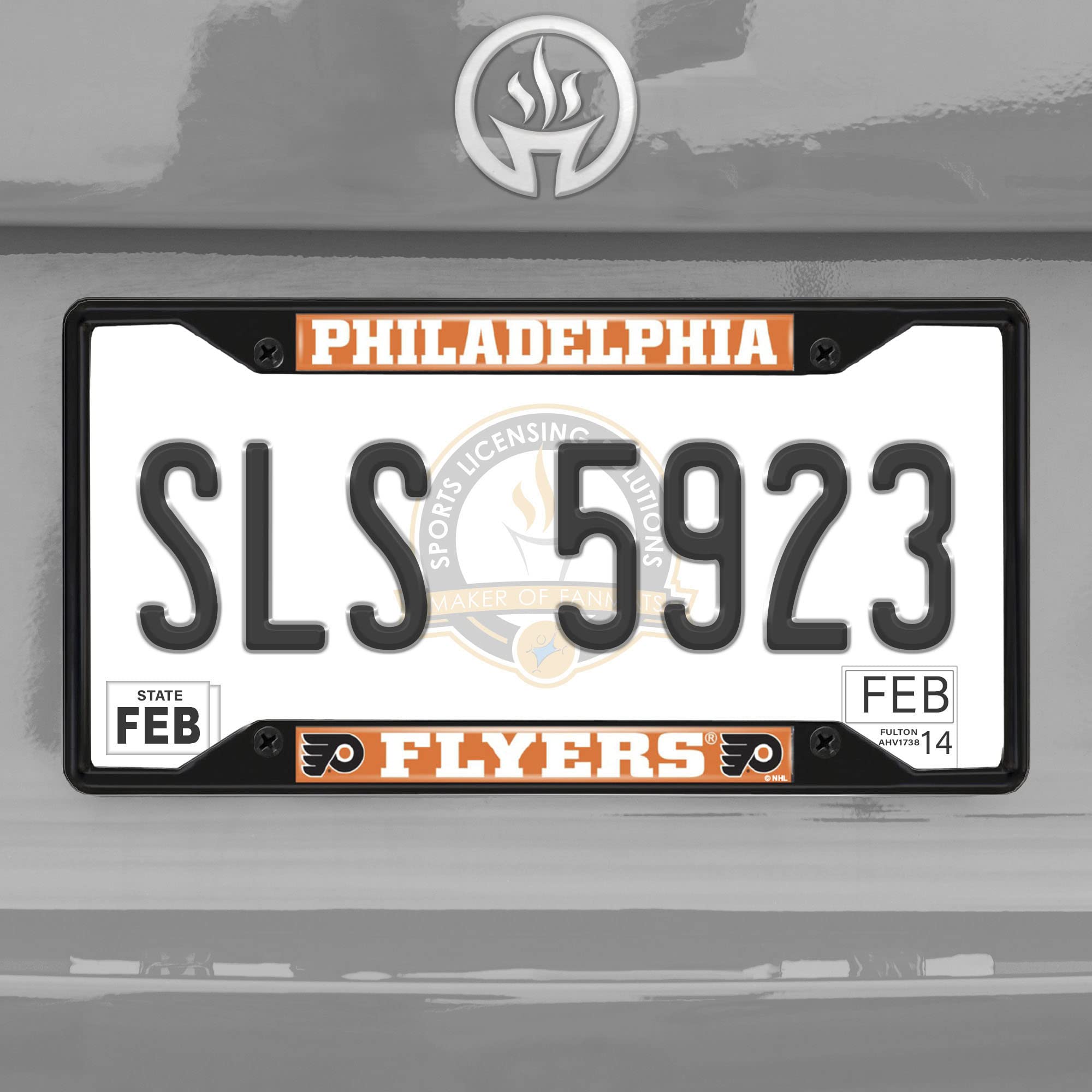 FANMATS 31388 Philadelphia Flyers Metal License Plate Frame - Black Finish - Durable Car Accessory for Sports Fans & Vehicle Customization