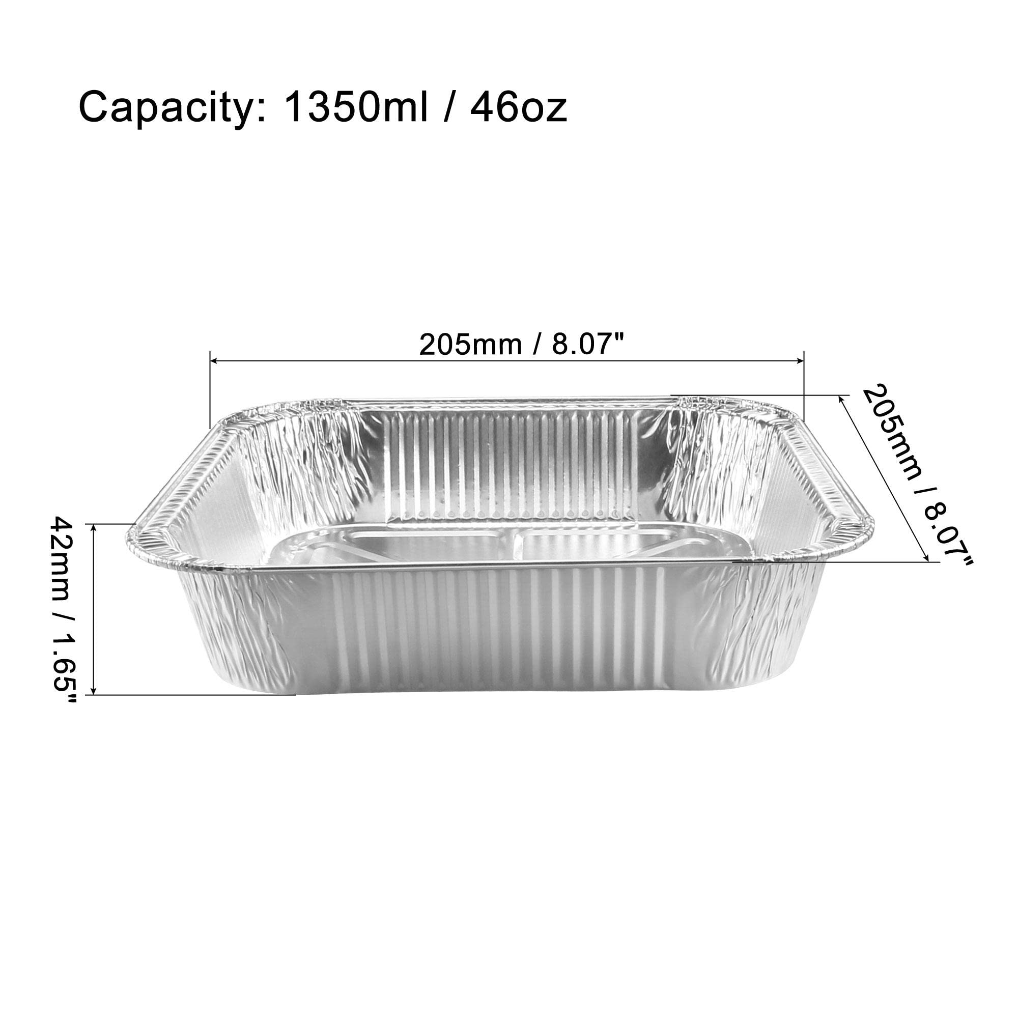 uxcell 8x8 Inch 46oz Aluminum Foil Pans - 24 Pack Disposable Baking Trays for Roasting, Cooking & Meal Prep | Perfect for Thanksgiving Turkey, Party Catering & Leftovers Storage