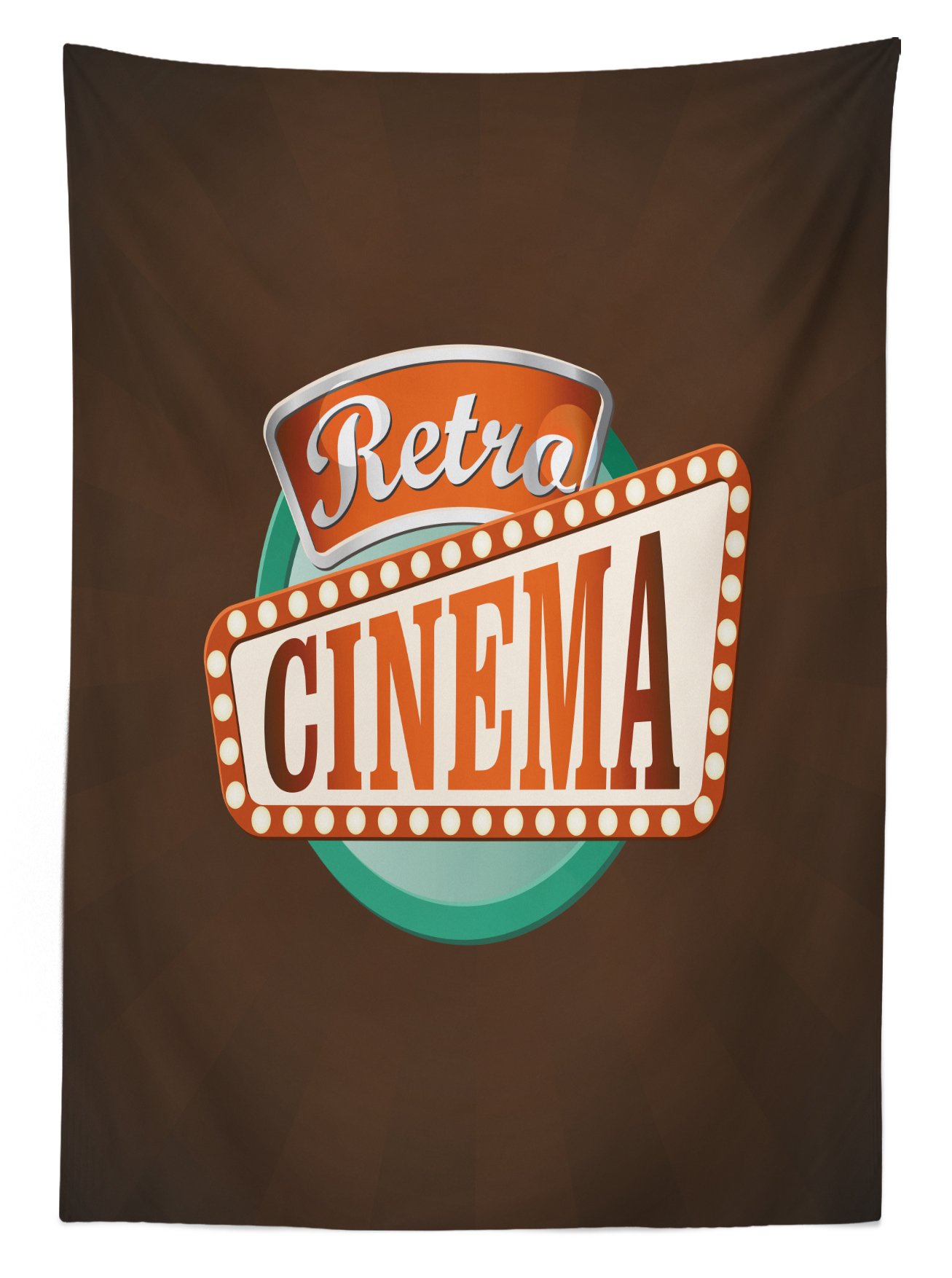 Ambesonne Vintage Cinema Tablecloth - Retro Movie Theater Design, Washable Picnic Table Cover 58x104 Inches, Brown Turquoise Vermilion - Perfect for Outdoor Movie Nights, Film Festivals & Hollywood-Themed Parties