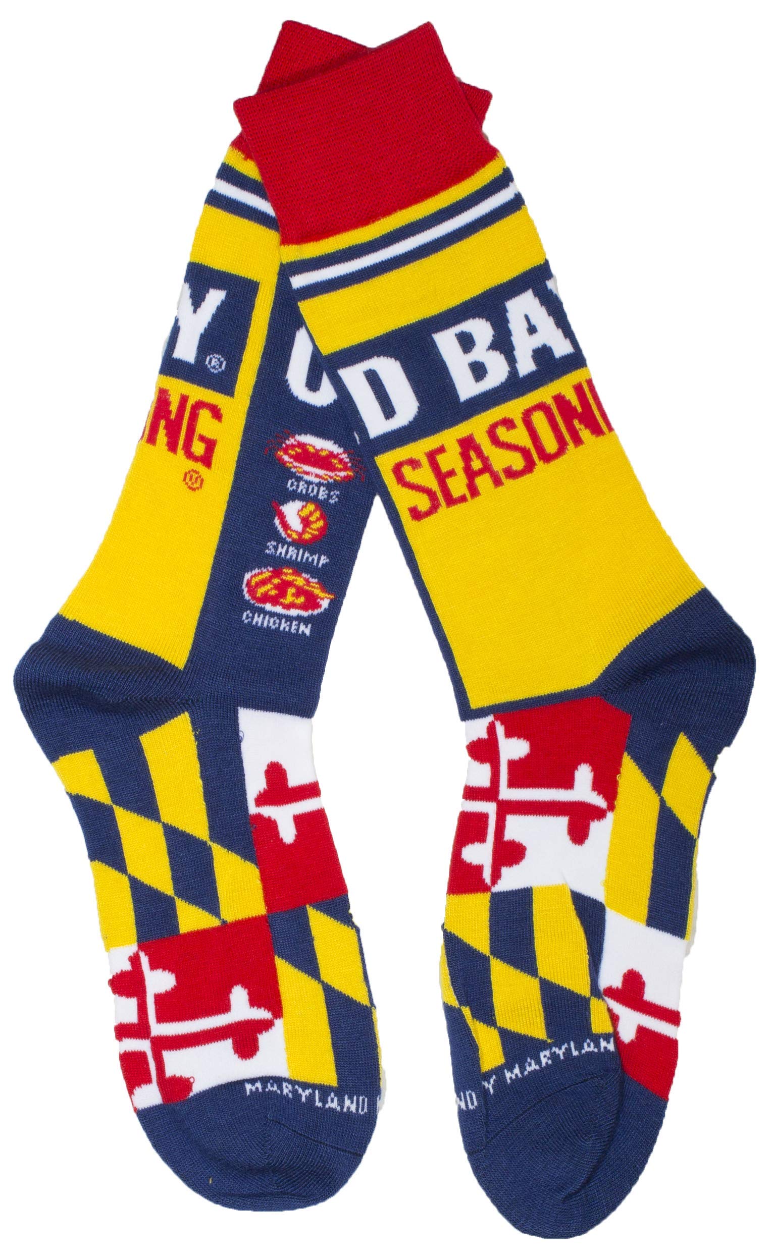 Officially Licensed Old Bay Seafood Seasoning Can Design Novelty Socks for Men & Women - Large/X-Large - Perfect for Cooking Enthusiasts, Seafood Lovers & Gift Giving