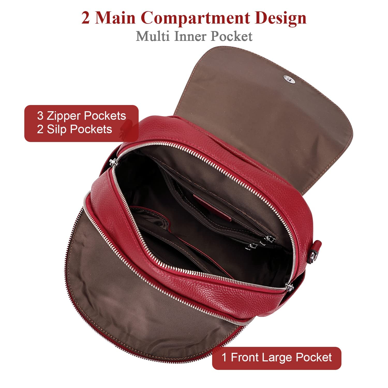 ALTOSY Women's Leather Backpack Purse - Stylish Casual Handbag with Multiple Pockets & Flap Closure - Perfect for Work, Travel & Everyday Use