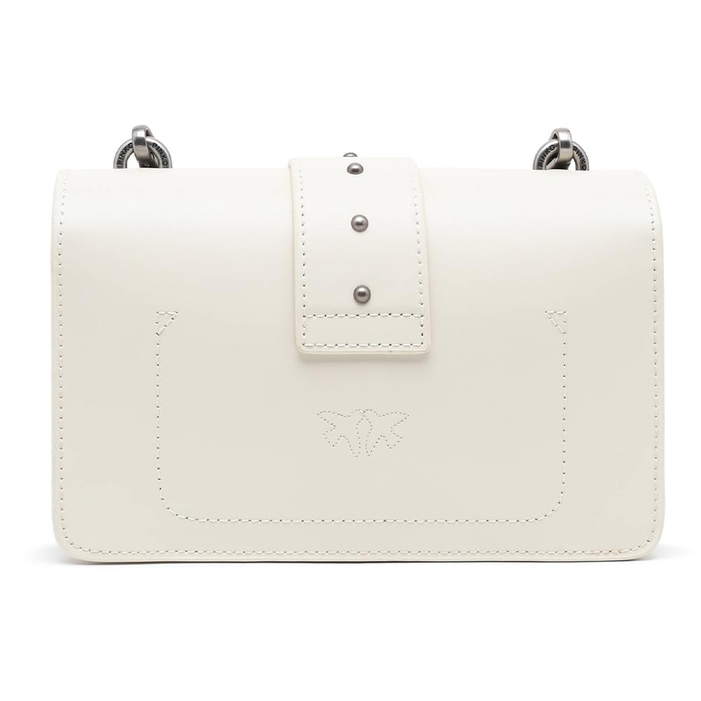 Pinko Mini Love Bag One Simply - Women's Small Crossbody Bag in White & Old Silver | Perfect for Date Night, Parties & Everyday Use