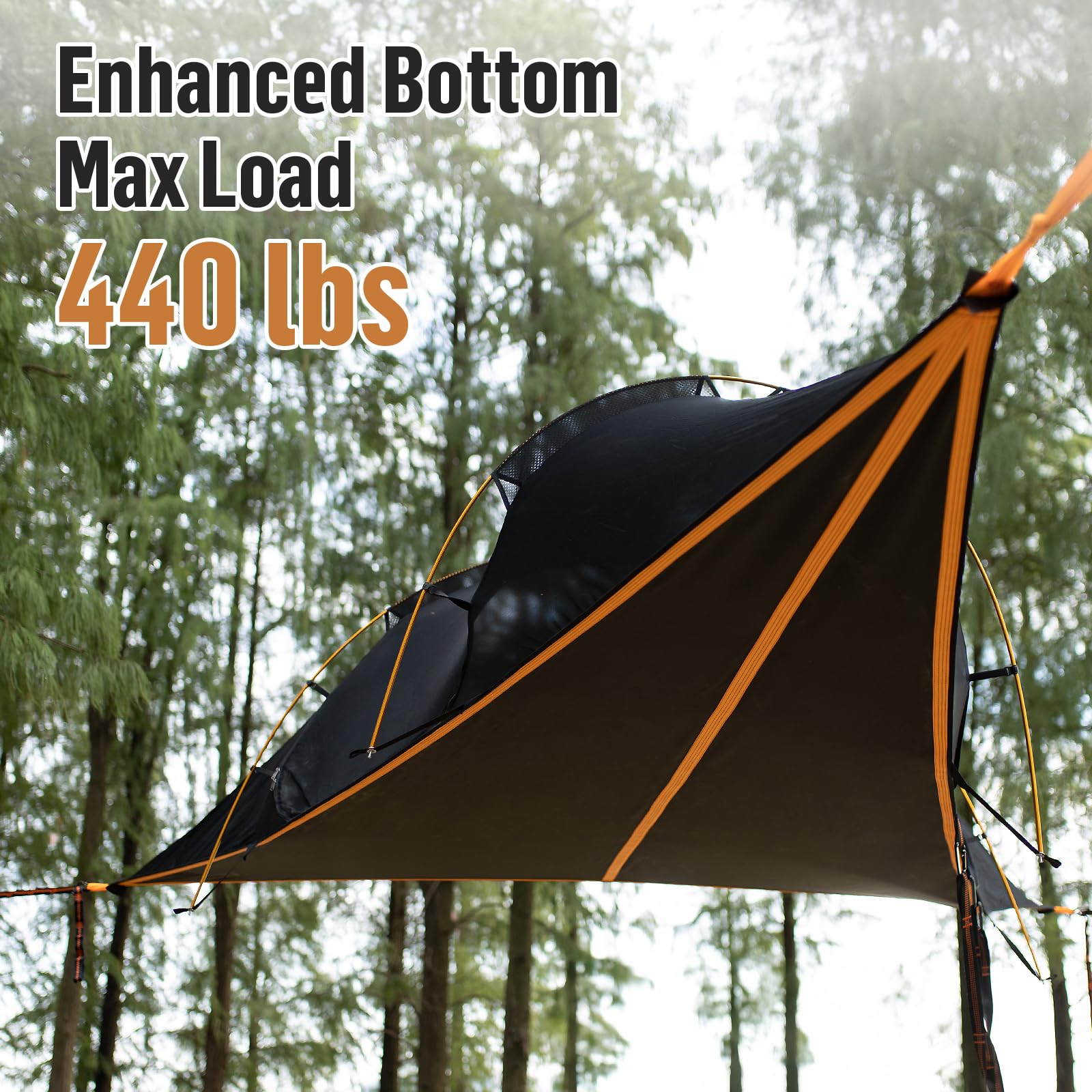Night Cat Triangle Hammocks for 2 Persons - 13ft 440lbs Capacity 3-Point Camping Hammock with Bug Net & Rainfly - Perfect for Backpacking, Hiking, and Outdoor Adventures