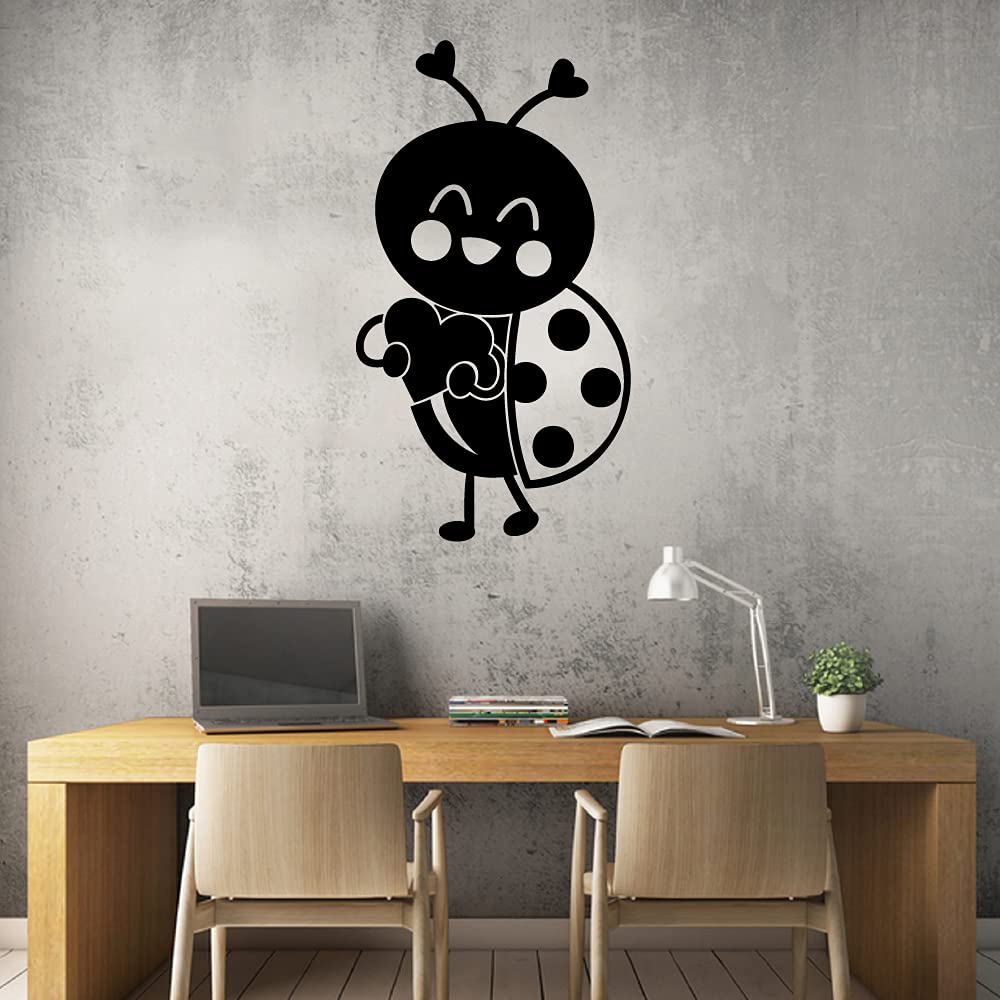 Ladybug Heart Love Vinyl Wall Sticker - Cute Animal Insect Decal for Kids Room, Nursery, Bedroom & Playroom Decor (30x20 inch) - Perfect for Birthday Parties, Baby Showers & Home Decoration