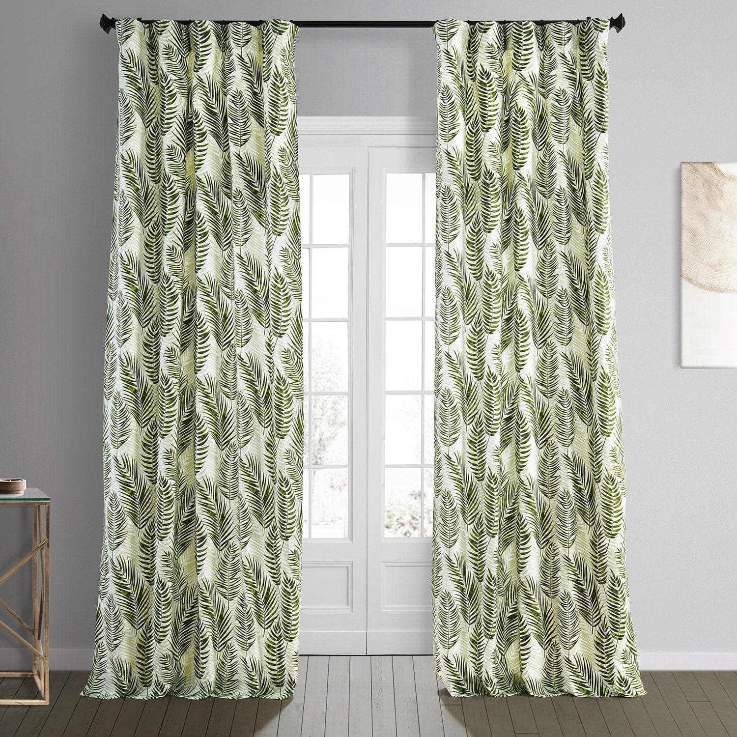 Eternal Green Floral Printed Cotton Blackout Curtains for Bedroom - Elegant Room Darkening Window Drapes with Thermal Insulation, Perfect for Nursery, Living Room & Home Decor