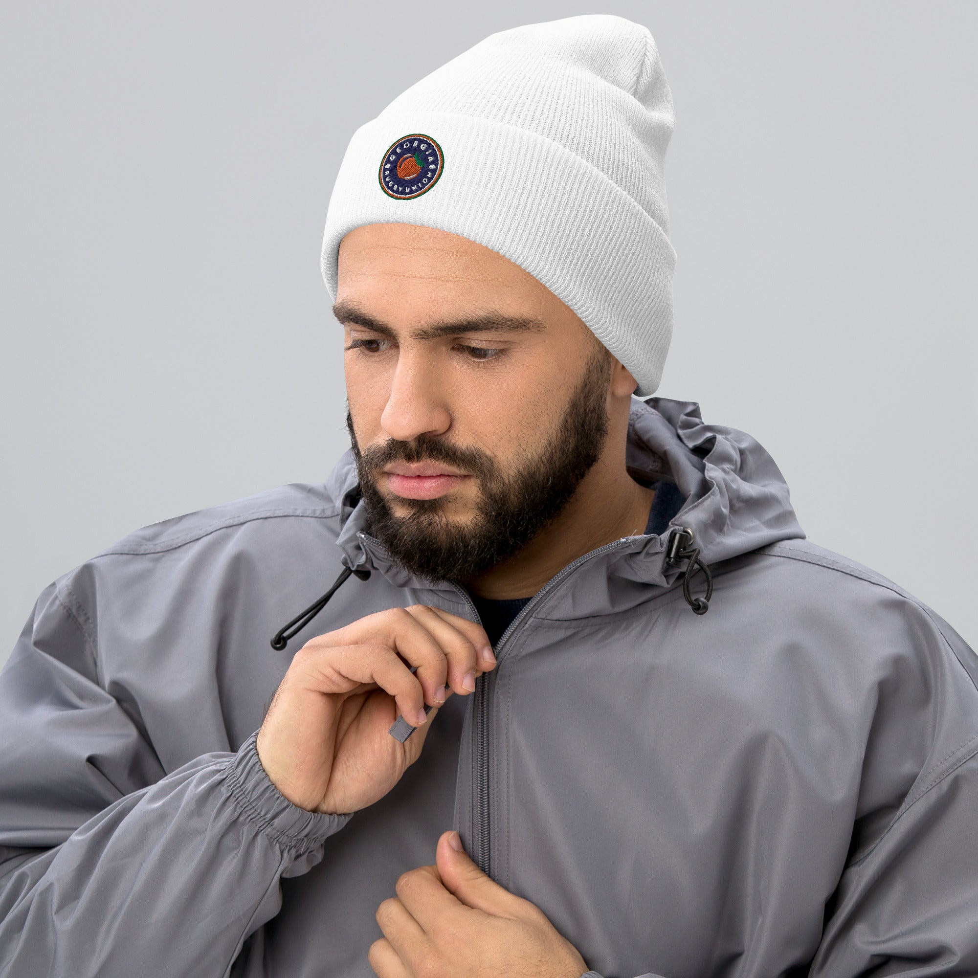Georgia Rugby Union Cuffed Beanie - Warm Winter Knit Hat for Men & Women - Official Team Logo - Perfect for Rugby Fans, Outdoor Sports & Cold Weather Activities