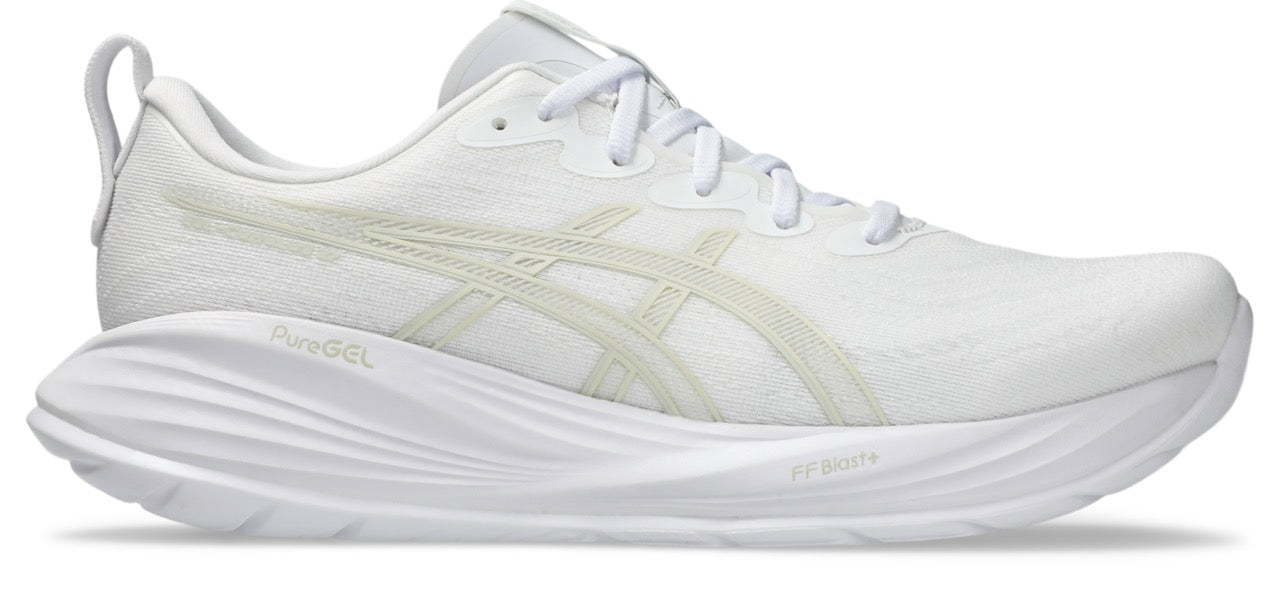 ASICS Men's GEL-Cumulus 27 Running Shoes - 100% White/Lake Grey - Lightweight Cushioned Sneakers for Jogging, Gym Workouts & Daily Walking