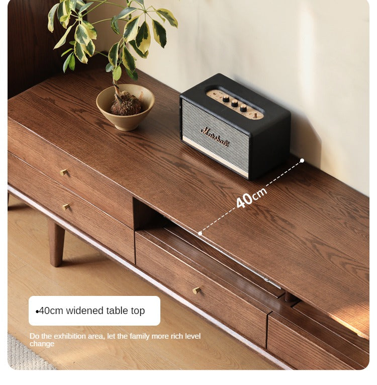 Stylish Oak Solid Wood Modern TV Stand - Nordic Design for Living Room & Entertainment Center | Perfect for 55-75 Inch TVs