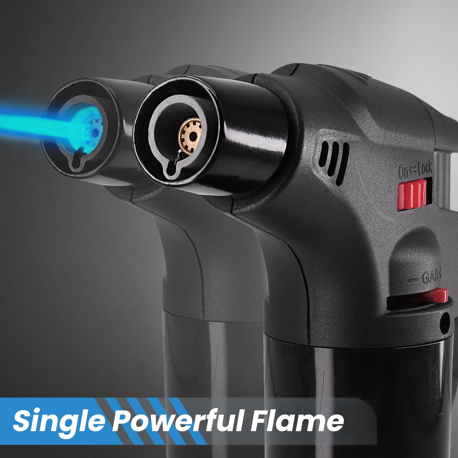5 Pack Refillable Butane Torch Lighters - Windproof Single Jet Flame Lighter for Candle, Fireplace, Camping, BBQ & Kitchen Use - Multi-Purpose Mini Blow Torch (No Fuel Included) - Perfect for Outdoor Adventures & Home Cooking
