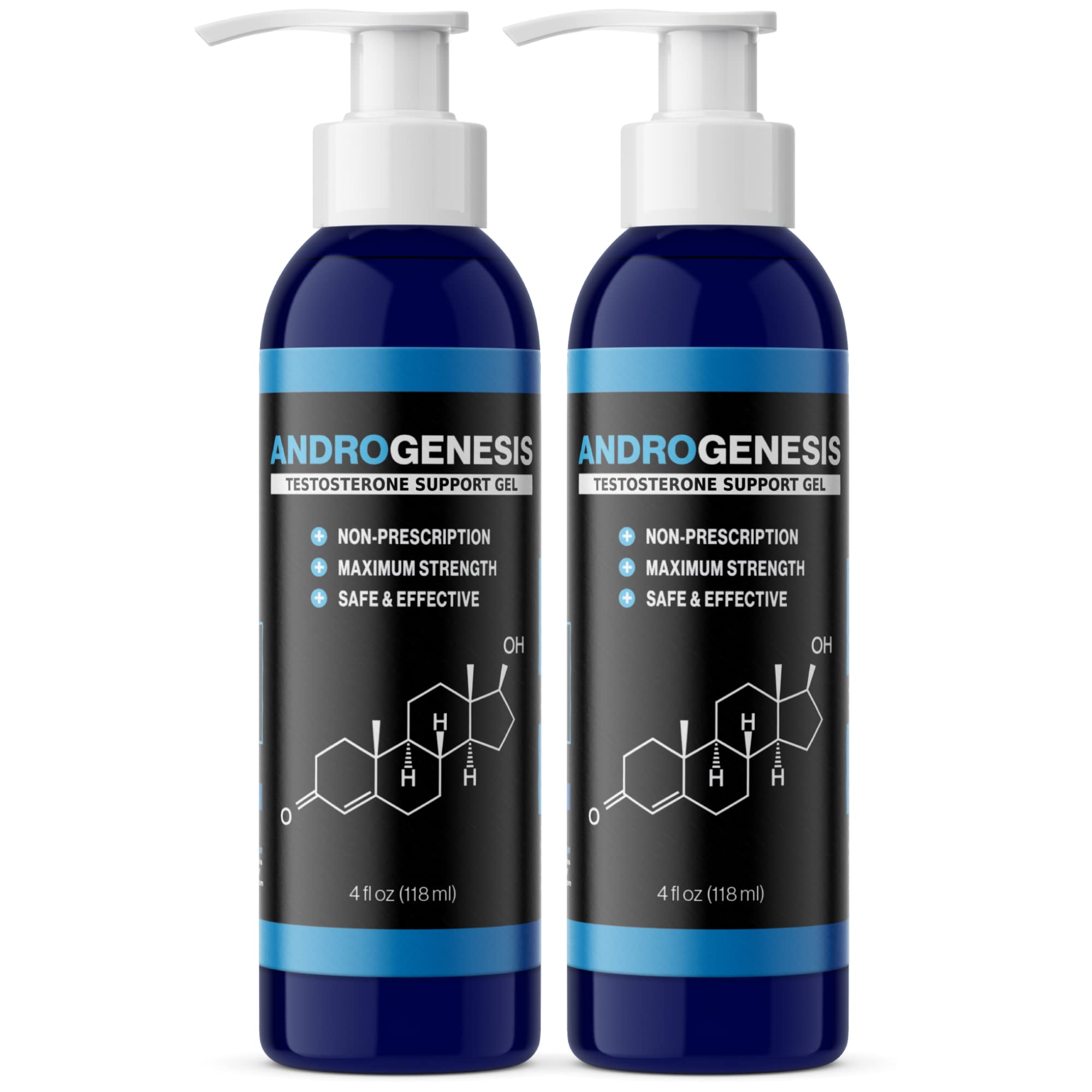 Natural Testosterone Booster Gel for Men - Low-T Support, Muscle Recovery, Energy & Healthy Aging - Blue, Pack of 2 | Gym, Workout & Daily Performance Enhancement