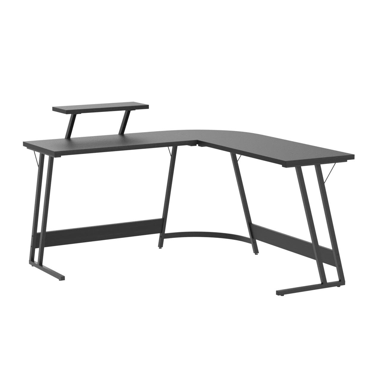 Homall 51 Inch L-Shaped Gaming Desk - Corner Computer Desk with Large Monitor Riser Stand | Sturdy Writing Workstation for Home Office (Classic Black) | Perfect for PC Gaming, Streaming & Remote Work