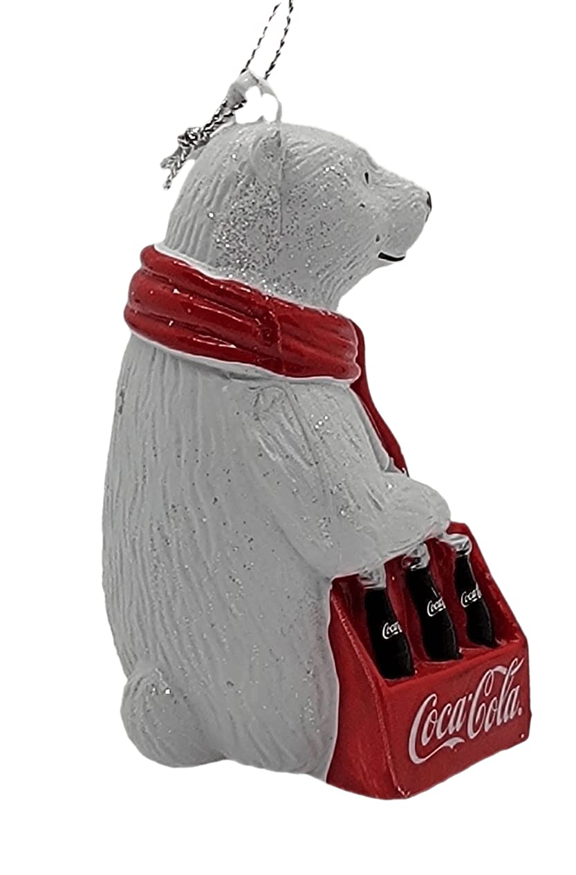 Kurt Adler Coca-Cola Polar Bear with 6 Pack of Bottles Christmas Ornament - Perfect for Holiday Tree Decorations, Gift Giving & Coca-Cola Collectors