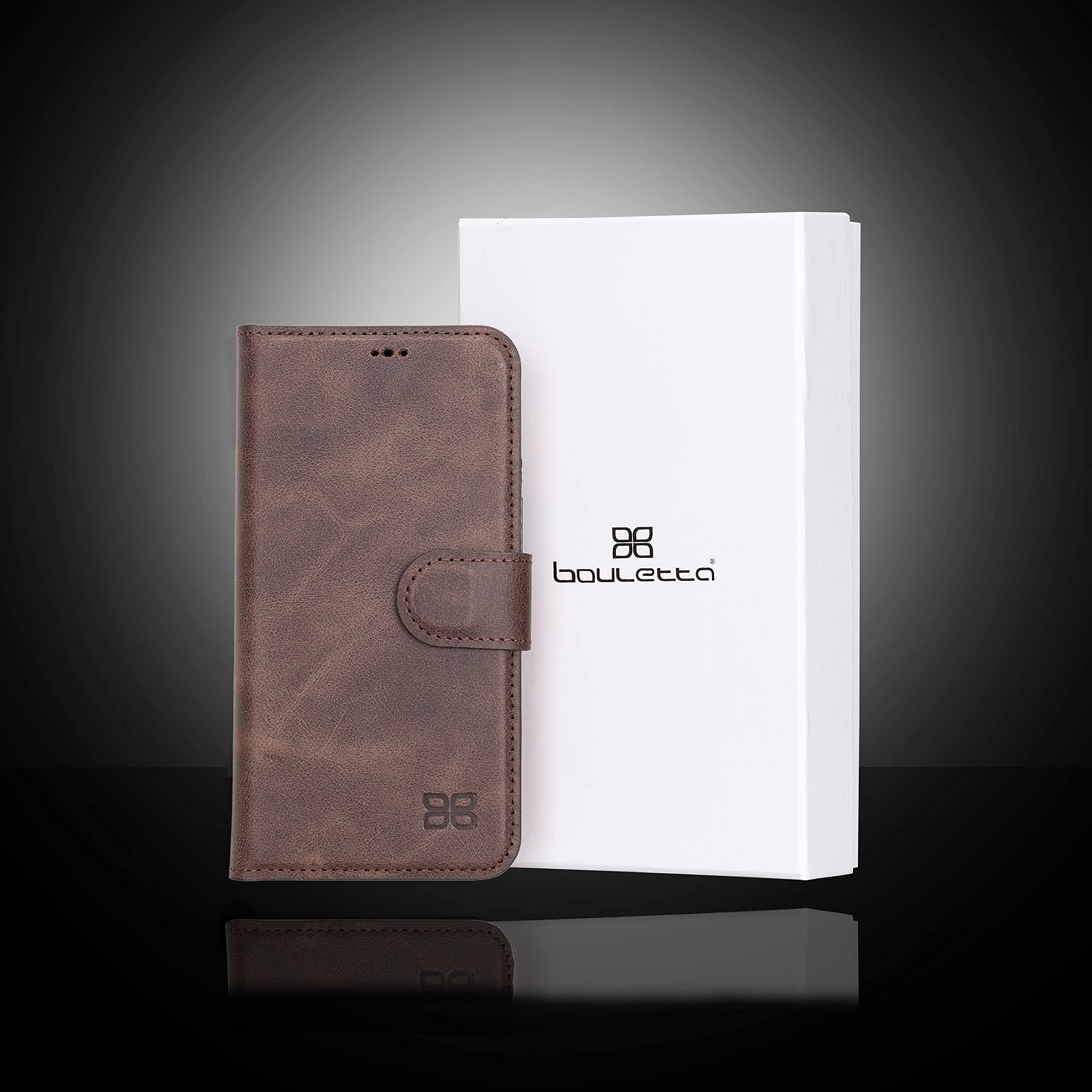 BOULETTA iPhone 13 Mini Wallet Case with Magsafe - Genuine Leather Magnetic Folio Cover, Detachable Card Holder with RFID Protection & Kickstand | Slim 5.4