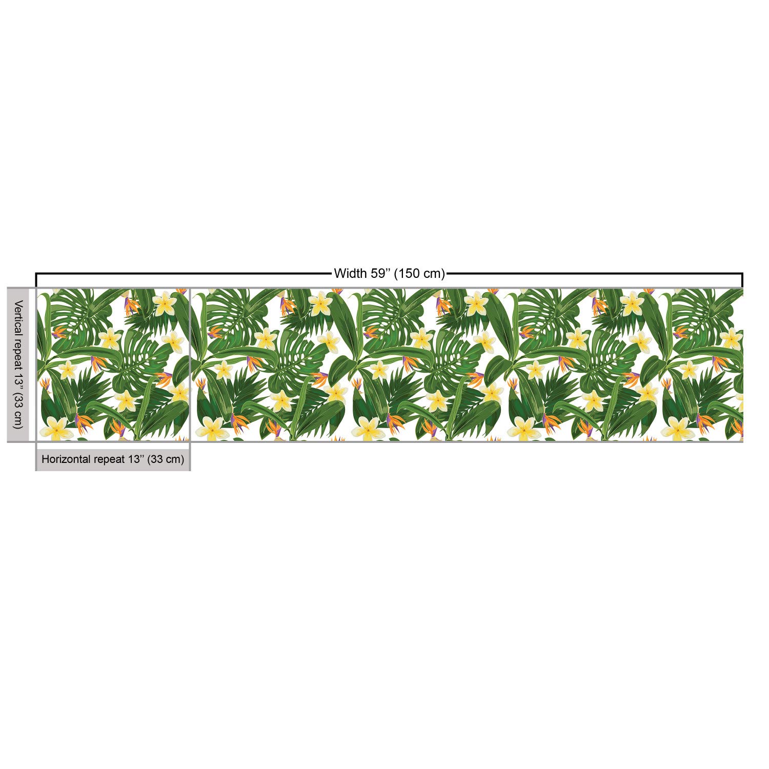 Ambesonne Tropical Fabric by The Yard - Monstera Palm Leaves, Hibiscus Flowers & Strelitzia Pattern on White Olive Green Plain Backdrop - Decorative Upholstery Fabric for Sofa, Curtains, Pillows & Home Decor (1 Yard) | Perfect for Boho, Coastal & Tropical Interior Design