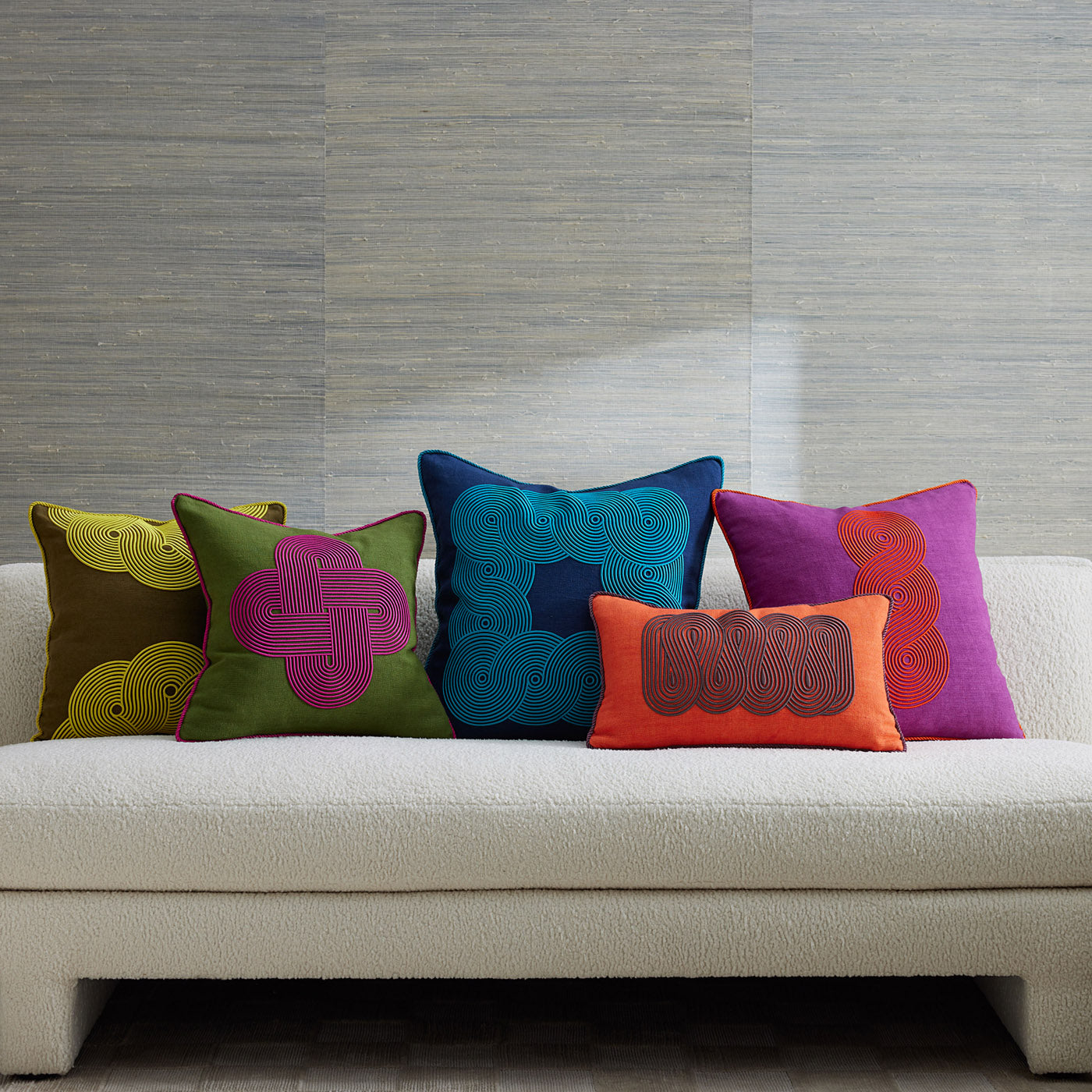 Pompidou Blue Border Decorative Throw Pillow - Soft & Stylish Accent for Sofa, Bed, or Living Room
