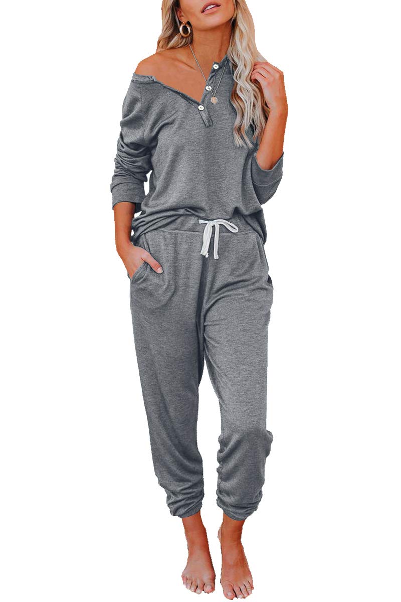 AUTOMET Women's 2-Piece Pajama Set - Cozy Fall Loungewear Sweatsuit with Soft Sweatpants | Perfect for Home Relaxation, Sleepwear & Casual Outings