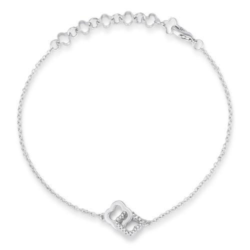 1 Ct Rhodium Plated Floral Link Bracelet for Women - Elegant Interlocking Design for Parties, Weddings & Everyday Wear