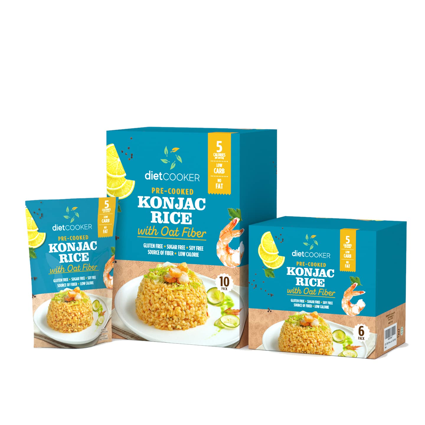 Shirataki Rice - 6 Pack Konjac Rice, Keto & Vegan Friendly, Low Calorie, Zero Net Carbs, Gluten Free (9.52 oz) | Odor Free Slim Rice for Weight Loss & Healthy Diet | Perfect for Meal Prep, Low-Carb Recipes & Vegan Dishes