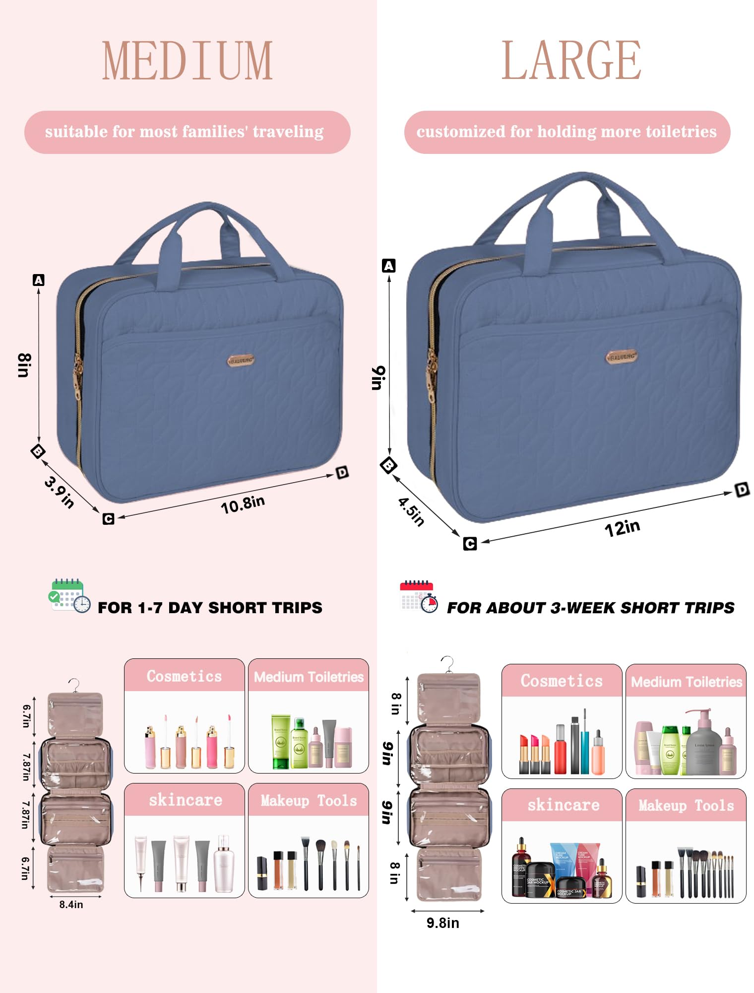 Waterproof Hanging Toiletry Bag for Women & Men - Large Travel Makeup Organizer with Hook | Perfect for Gym, Camping, Airplane Carry-on & Bathroom Storage