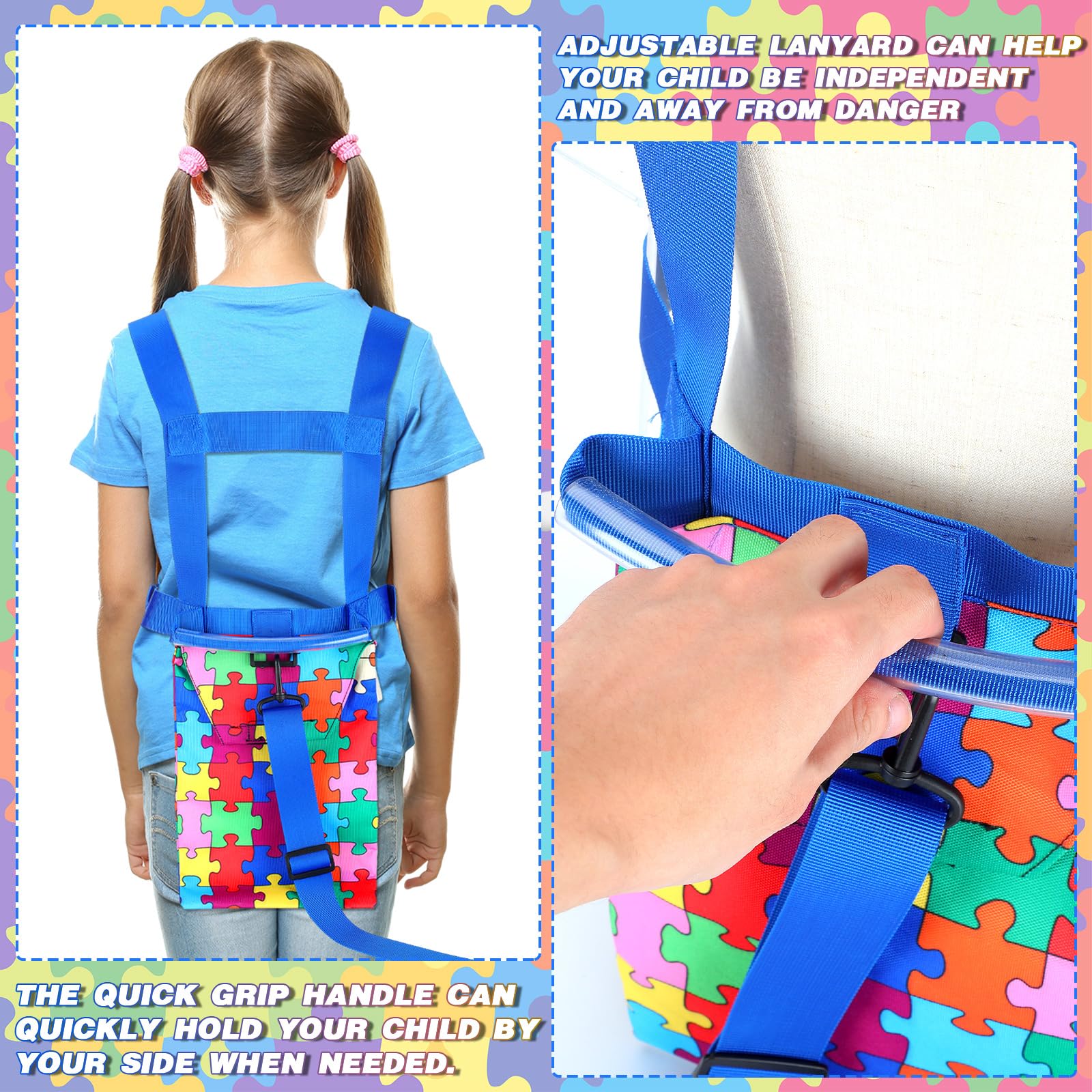 Kanayu 2-Pack Special Needs Safety Harness Leash for Kids (8-12 Years) - Adjustable Walking Harness with Handle Pouch for Autism & ADHD - Ideal for Outdoor Walks, Shopping & Travel