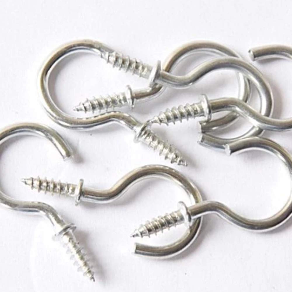50 Pcs Nickel Plated Screw-in Ceiling Hooks - 1 Inch Silver Cup Hooks for Cabinet, Shelf & Home Organization | Perfect for Hanging Plants, Lights & Decor
