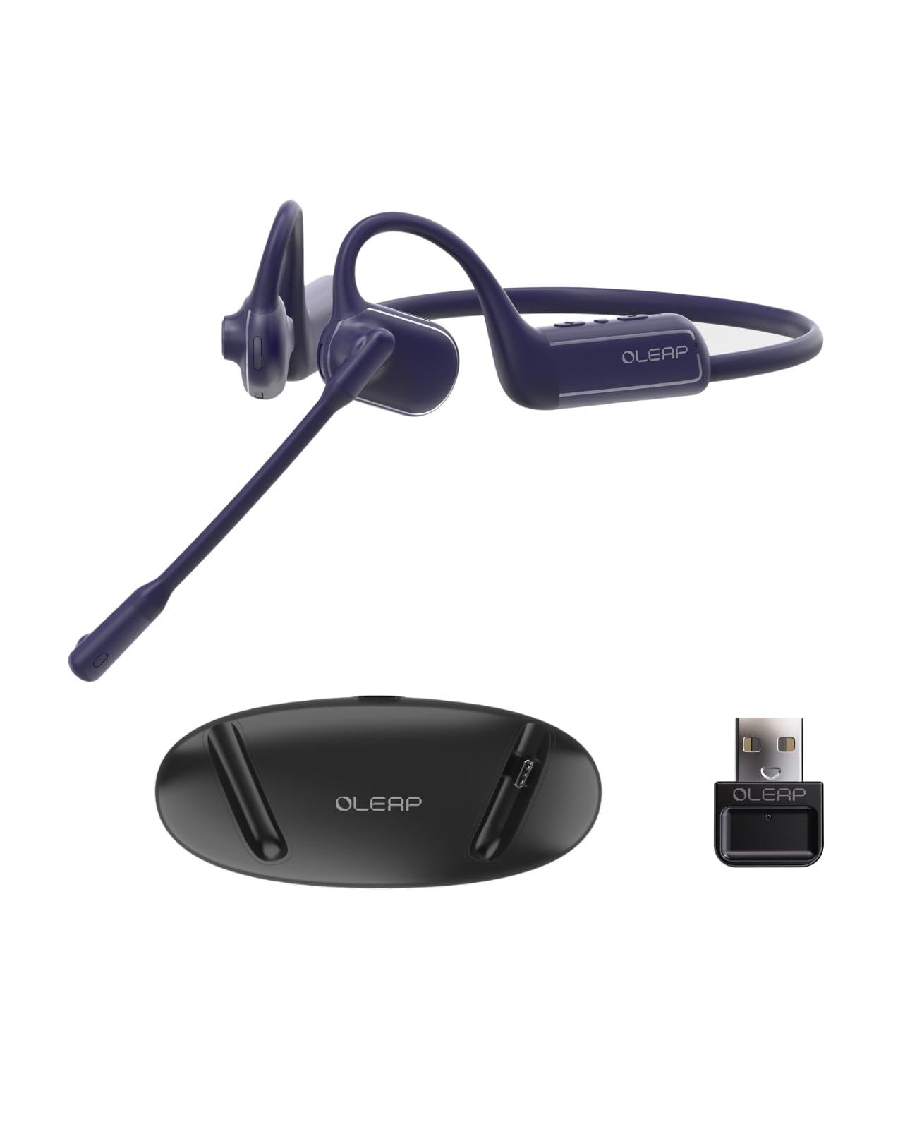 Pilot P200b Pro Open Ear Wireless Bluetooth Headphones with 50dB ENC Noise Cancelling & Charging Stand - Perfect for Office Calls, Gaming & Outdoor Activities