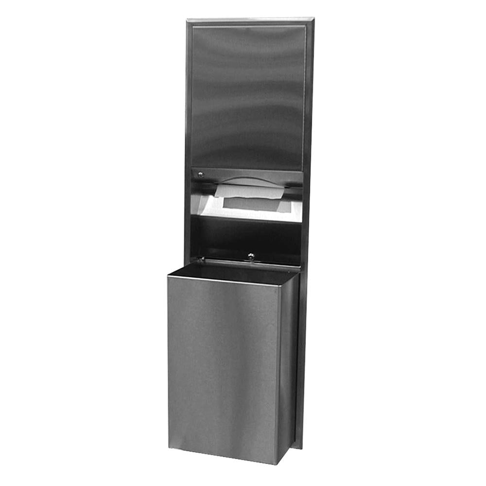 Bobrick B3947 ClassicSeries Recessed Paper Towel Dispenser & Waste Receptacle Combo - Satin Finish for Restrooms, Kitchens & Commercial Spaces