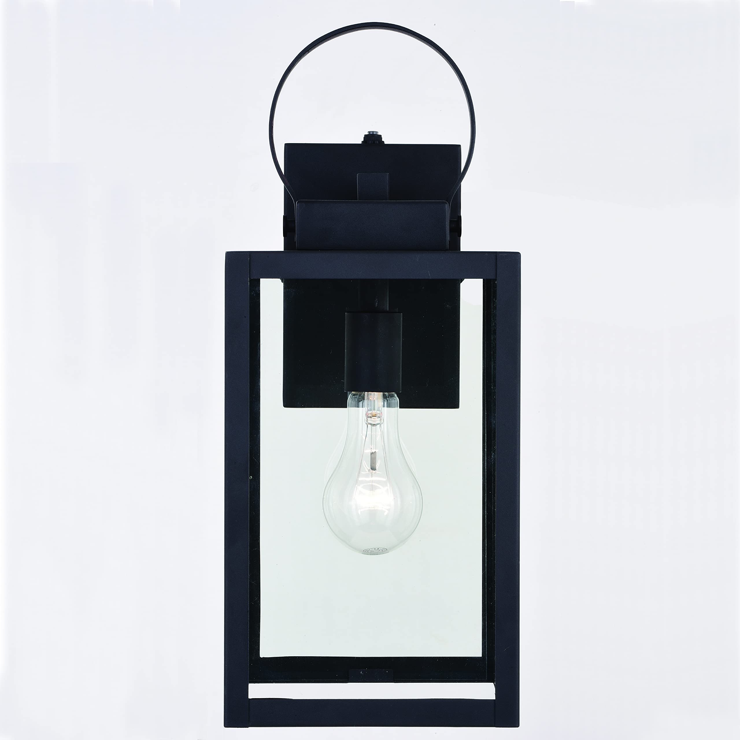 VAXCEL Medinah 7-Inch Black Outdoor Wall Lantern with Clear Glass - Dusk to Dawn Sensor - Perfect for Porch, Patio, Garden & Entryway Lighting
