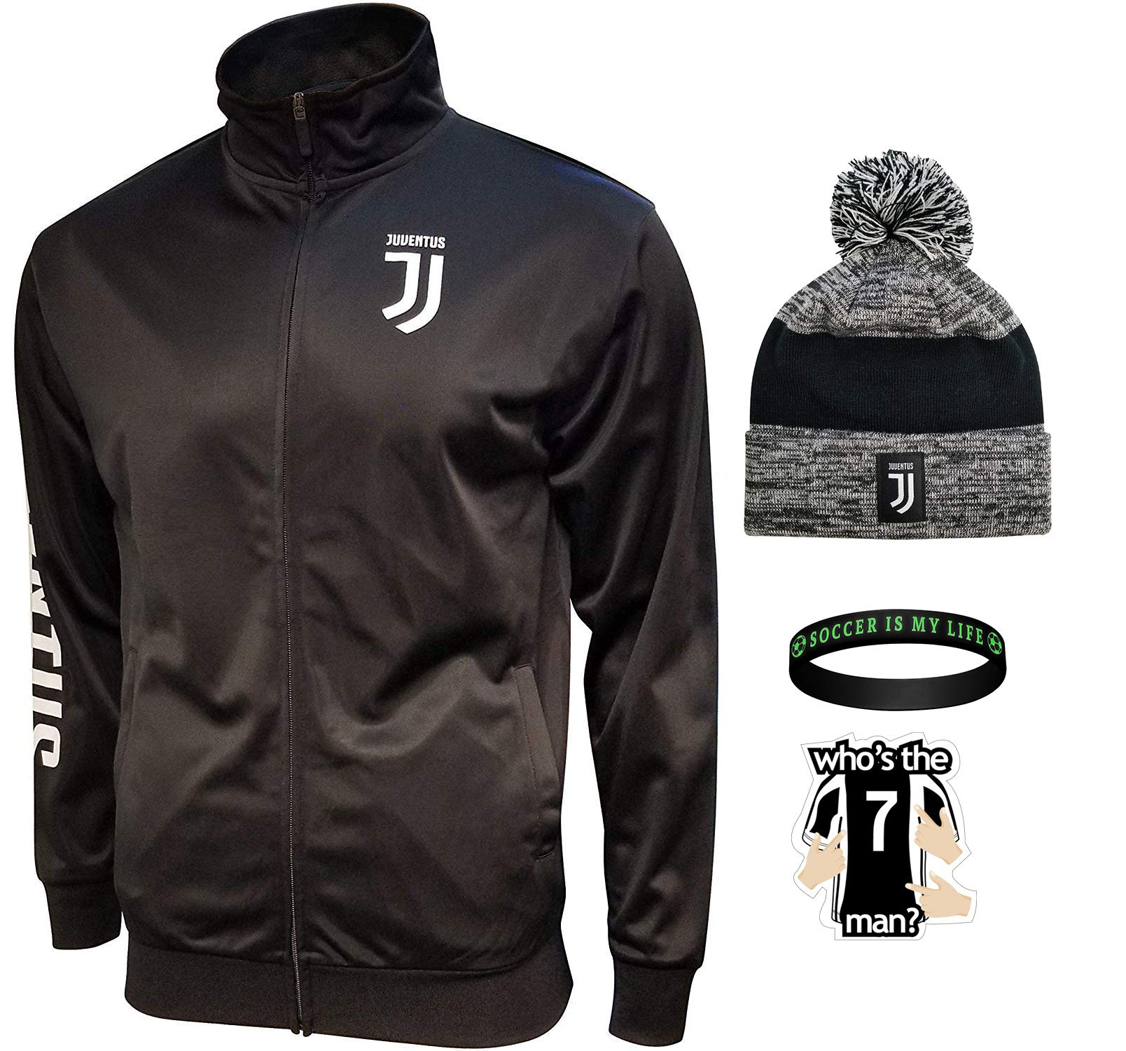 Juventus Jacket and Beanie Hat Set for Men - Official Team Style Winter Outfit JV016 | Perfect for Match Days, Cold Weather & Soccer Fan Gifts