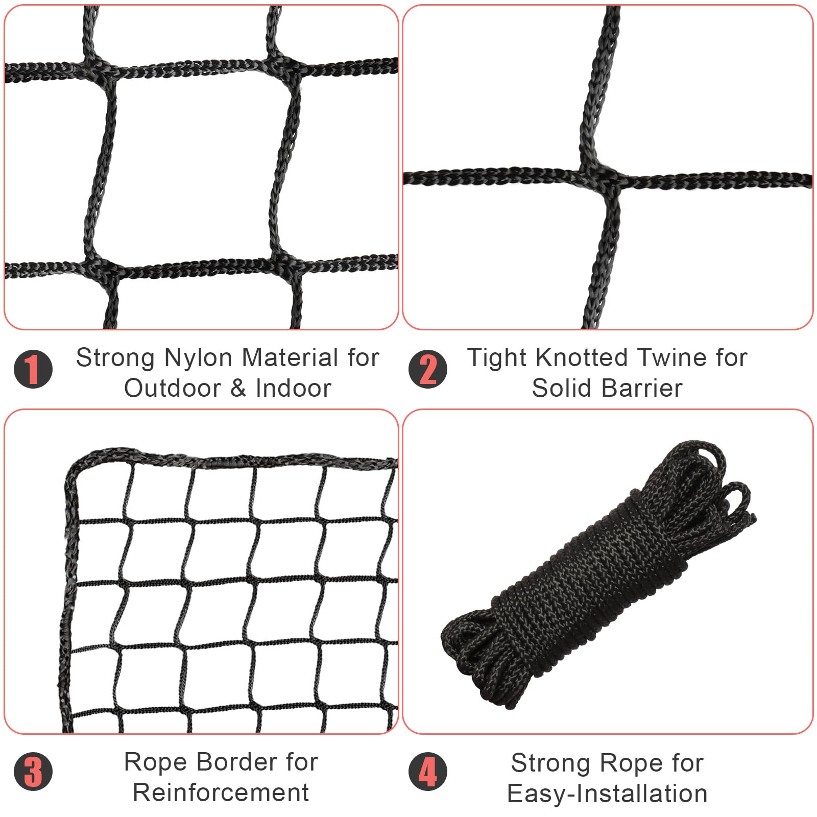 Heavy Duty Storgem Baseball Softball Backstop Net - Professional Knotless Sports Barrier Netting for Playing Field, Backyard, Garage & Training Practice