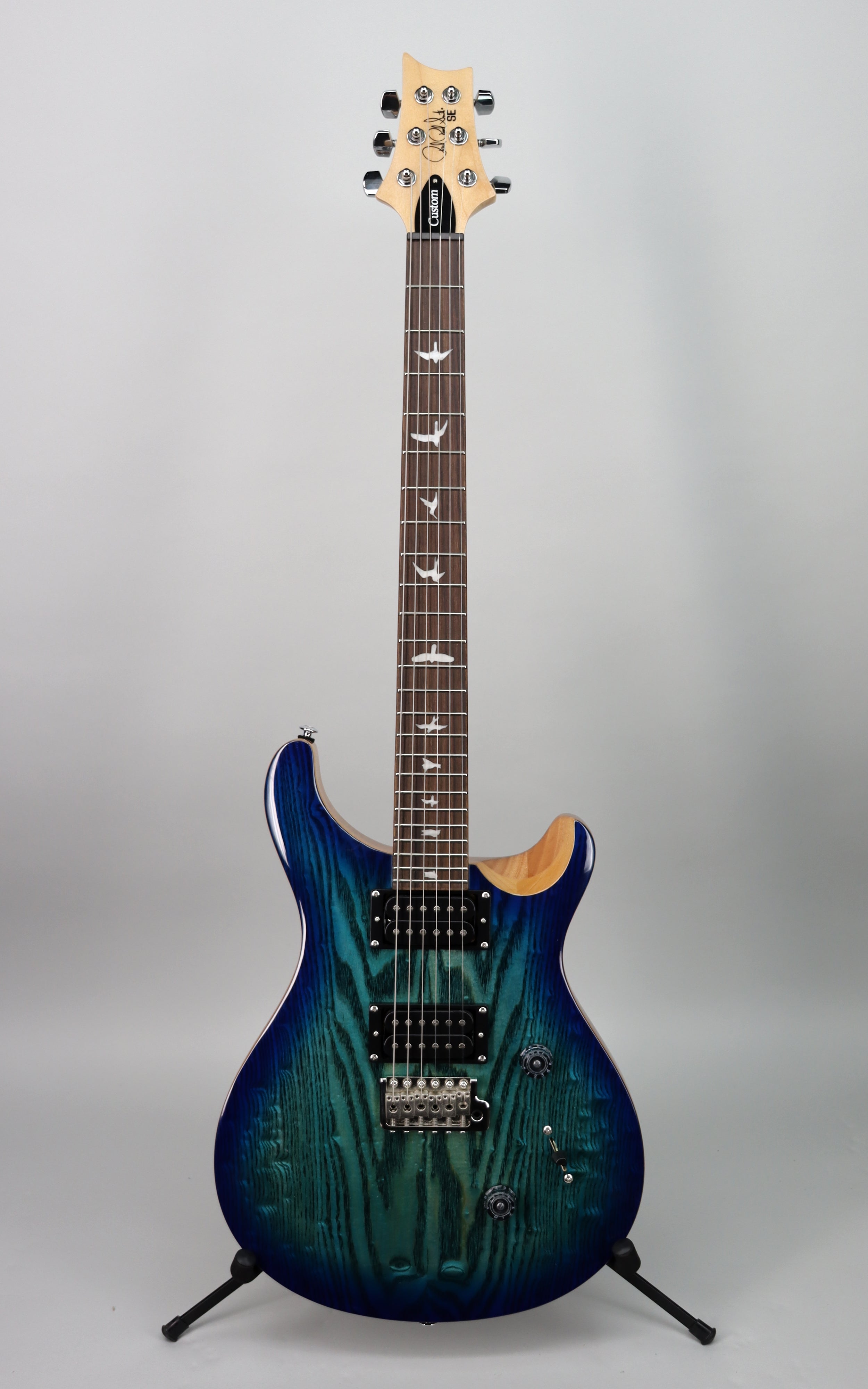 Paul Reed Smith SE Custom 24 Limited Edition Electric Guitar - Swamp Ash Burl Top in Lake Blue Finish | Professional Grade for Stage & Studio Performances